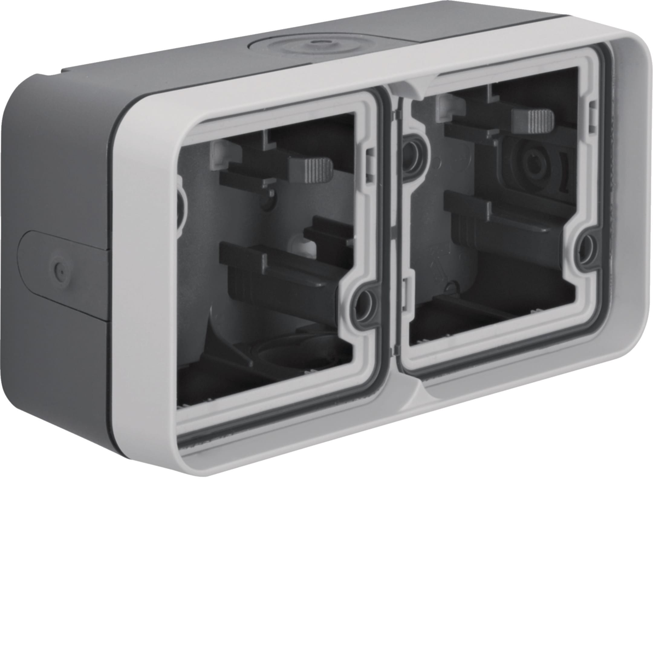 HAGER BOCCHIOTTI - Scatola doppia orizzontale, con cornice a parete W.1 grigio/grigio chiaro opaco