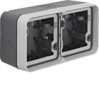 HAGER BOCCHIOTTI - Scatola doppia orizzontale, con cornice a parete W.1 grigio/grigio chiaro opaco