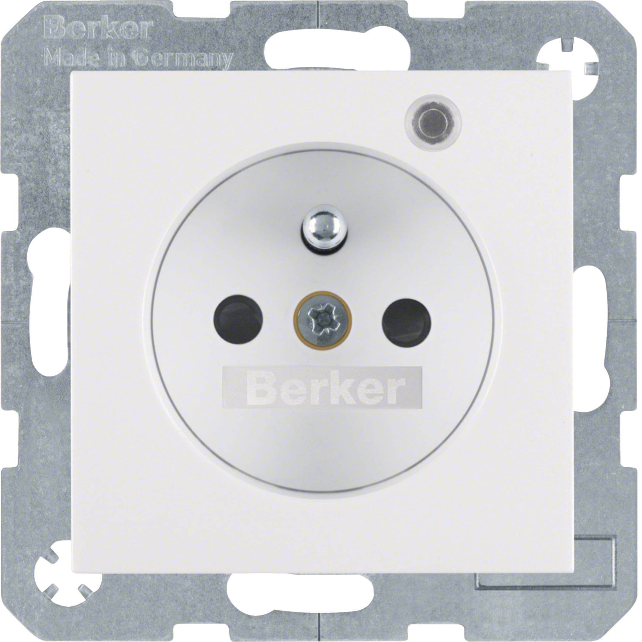 HAGER BOCCHIOTTI - Presa con spinotto di terra e LED di controllo Serie S.1/B.3/B.7 bianc pol. opac