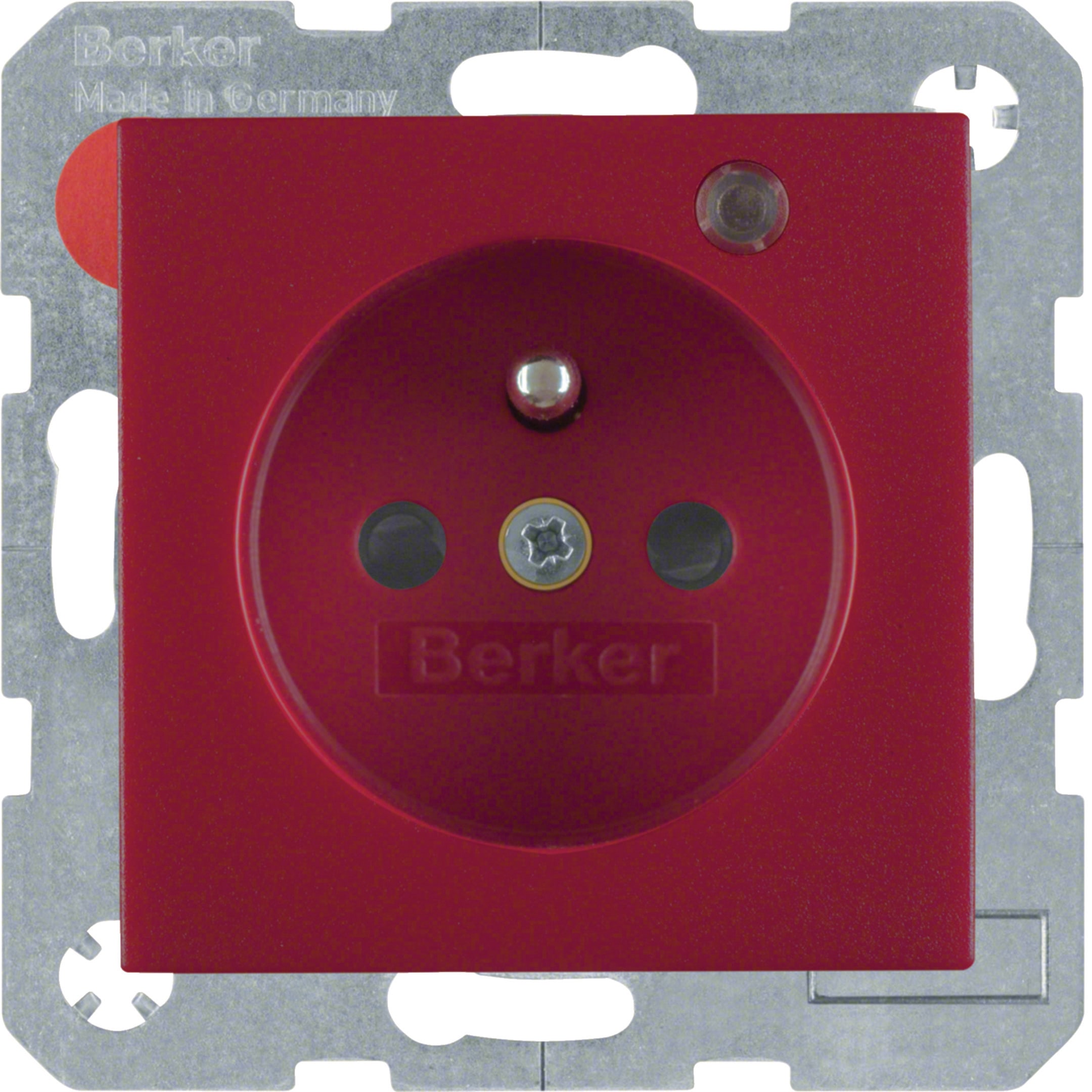 HAGER BOCCHIOTTI - Presa con spinotto di messa a terra e LED di controllo S.1/B.3/B.7 rosso opaco