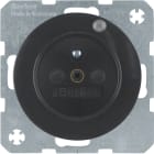 HAGER BOCCHIOTTI - Presa con spinotto messa a terra e LED di controllo Berker R.1/R.3 nero lucido