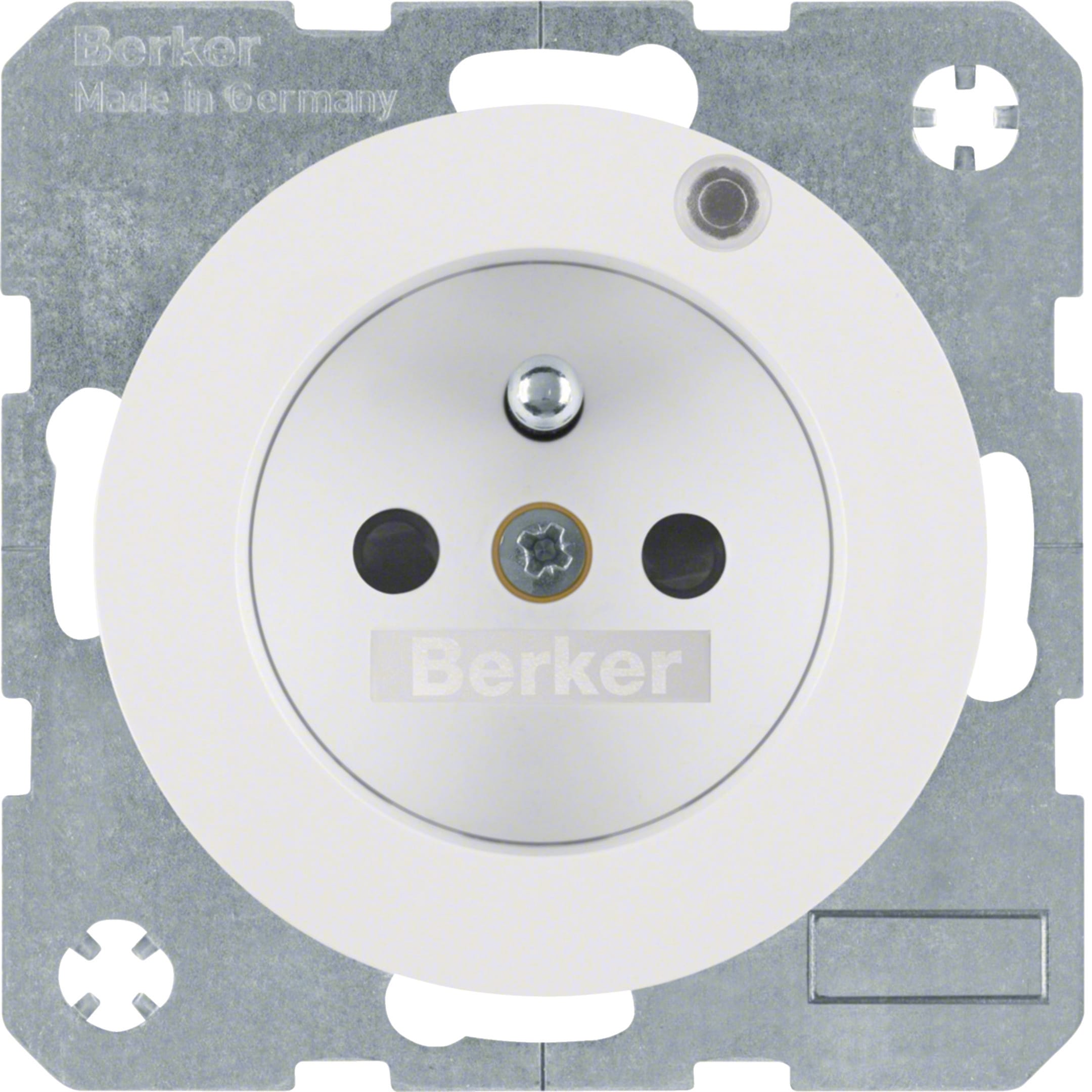 HAGER BOCCHIOTTI - Presa con spinotto di terra e LED di controllo Serie R.1/R.3 bianco pol. luc.