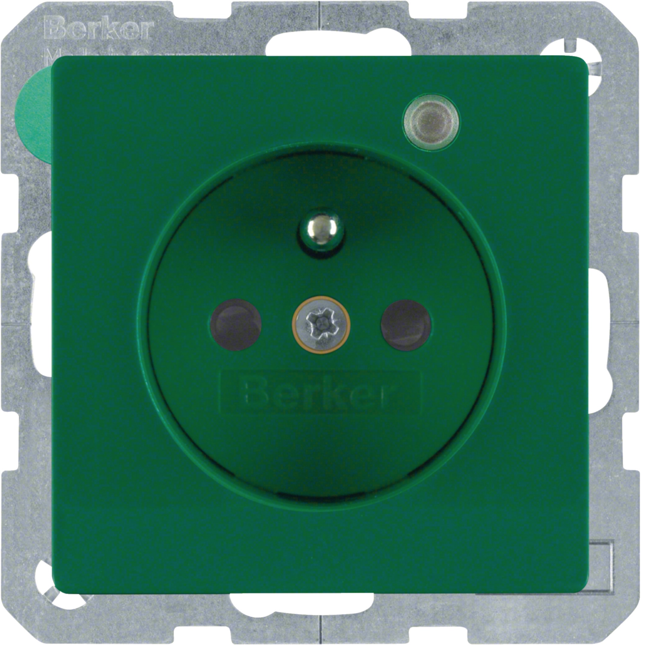 HAGER BOCCHIOTTI - Presa con spinotto messa a terra e LED di controllo Berker Q.1/Q.3 verde velluto