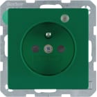 HAGER BOCCHIOTTI - Presa con spinotto messa a terra e LED di controllo Berker Q.1/Q.3 verde velluto