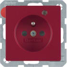HAGER BOCCHIOTTI - Presa con spinotto messa a terra e LED di controllo Berker Q.1/Q.3 rosso velluto