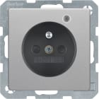 HAGER BOCCHIOTTI - Presa con spinotto di terra e LED di controllo Serie Q.1/Q.3 alu vellut, vern.