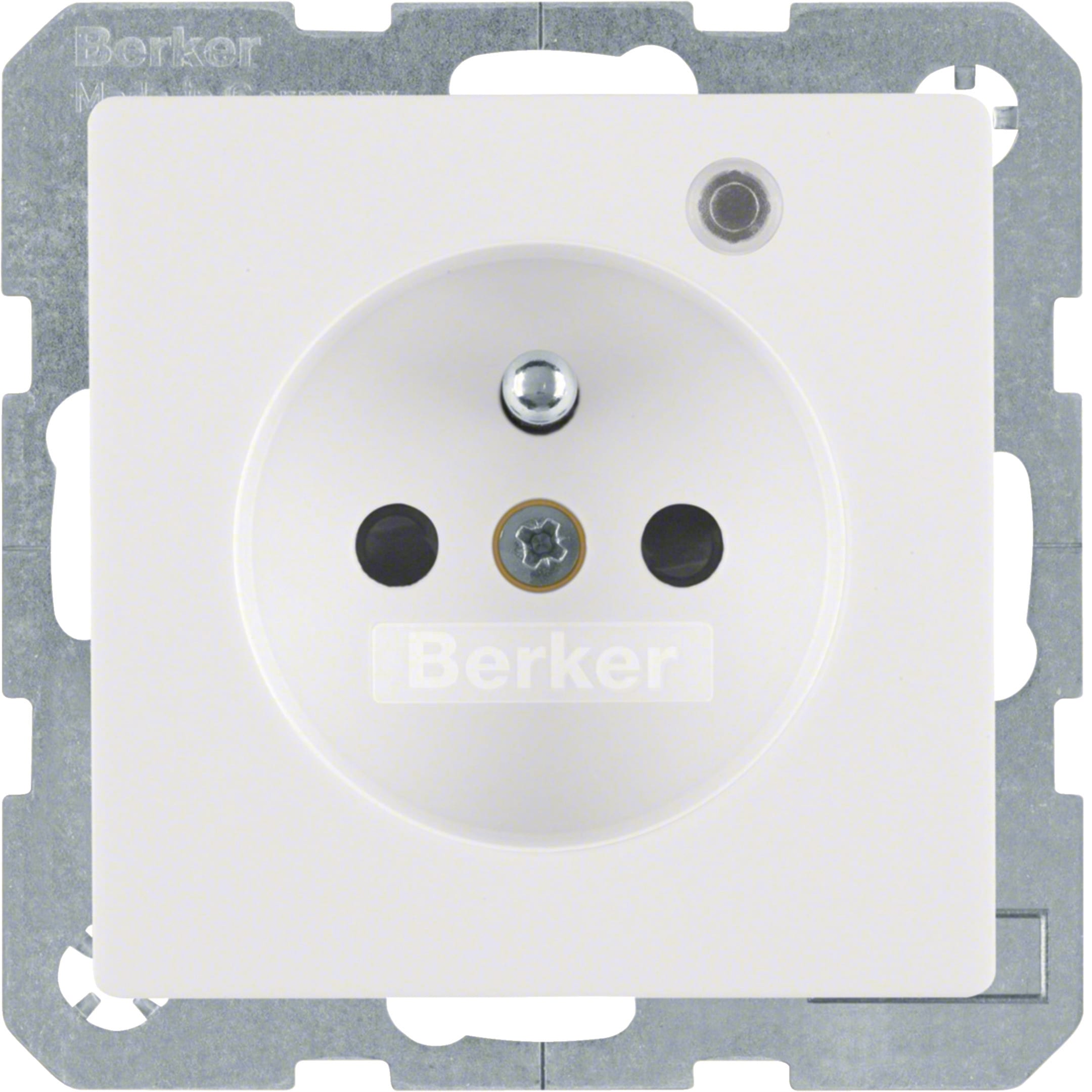 HAGER BOCCHIOTTI - Presa con spinotto di terra e LED di controllo Serie Q.1/Q.3 bianc polare vellut