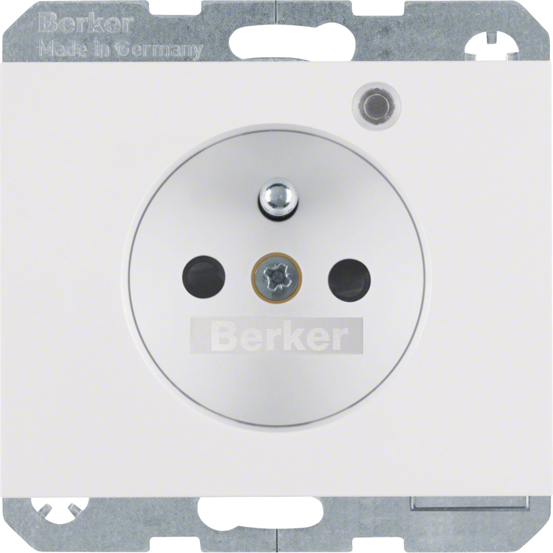 HAGER BOCCHIOTTI - Presa con spinotto di messa a terra e LED di controllo K.1 bianco polare lucido