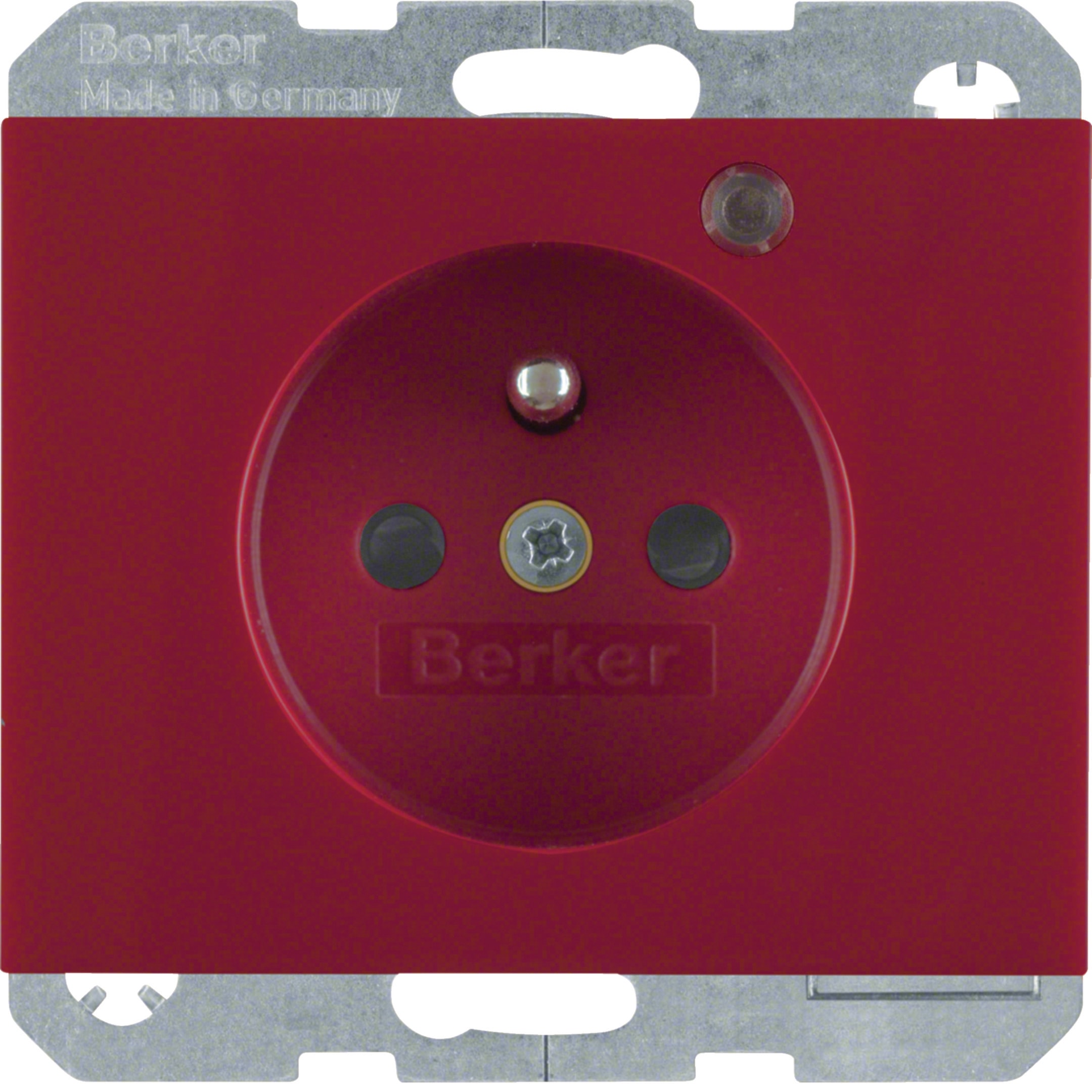 HAGER BOCCHIOTTI - Presa con spinotto di messa a terra e LED di controllo Berker K.1 rosso lucido