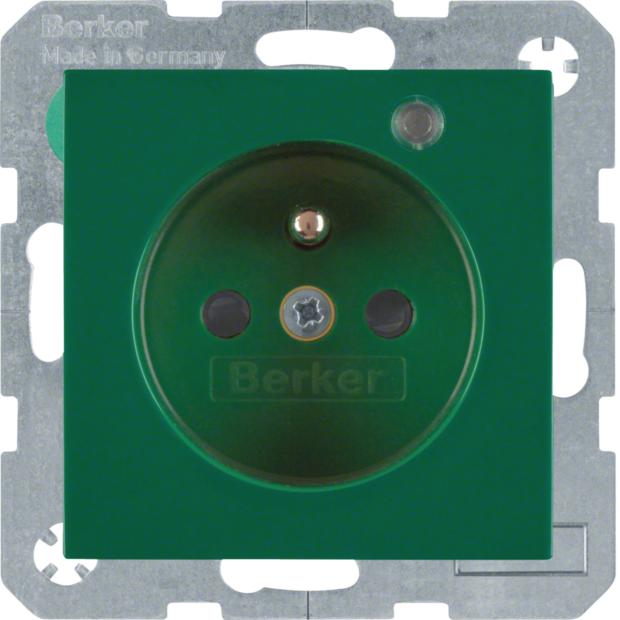 HAGER BOCCHIOTTI - Presa con spinotto di messa a terra e LED di controllo S.1/B.3/B.7 verde lucido