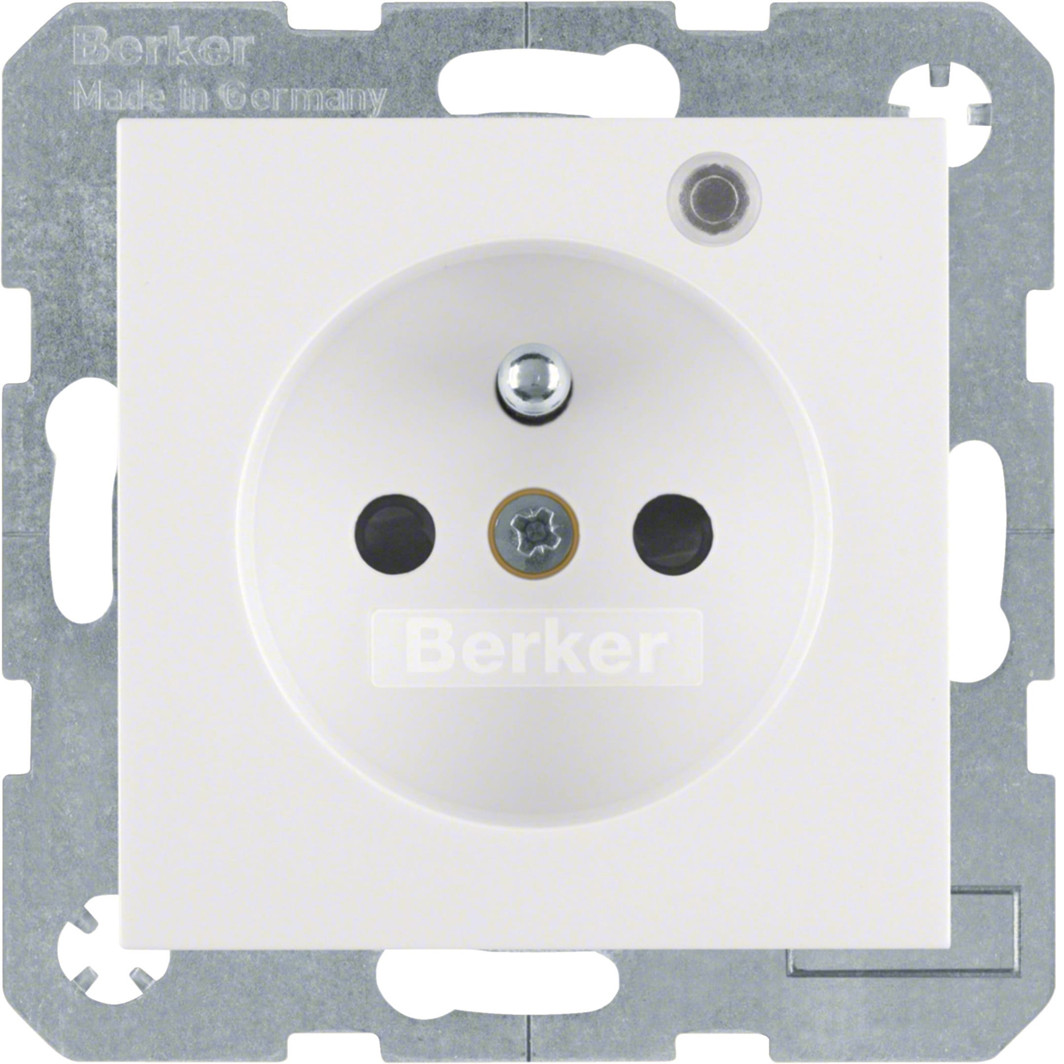 HAGER BOCCHIOTTI - Presa con spinotto di terra e LED di controllo Serie S.1/B.3/B.7 bianc pol. luc.