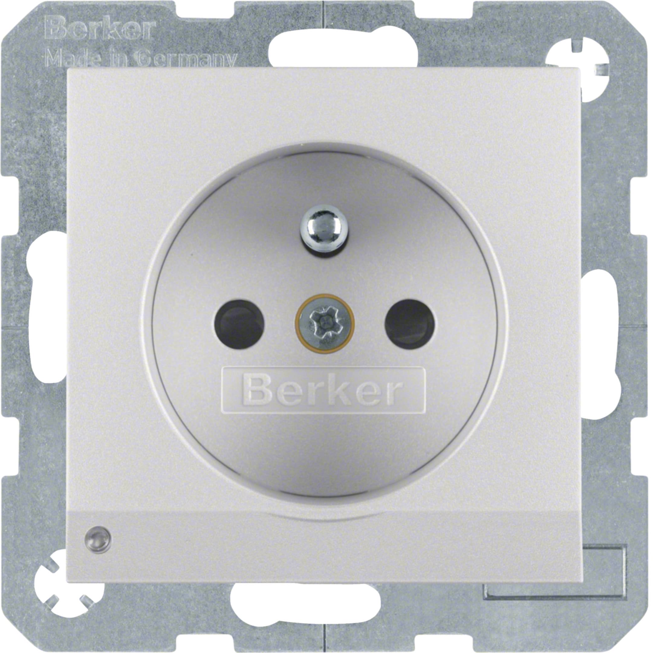 HAGER BOCCHIOTTI - Presa con spinotto di messa a terra e luce di orientamento a LED B.7 alu opaco