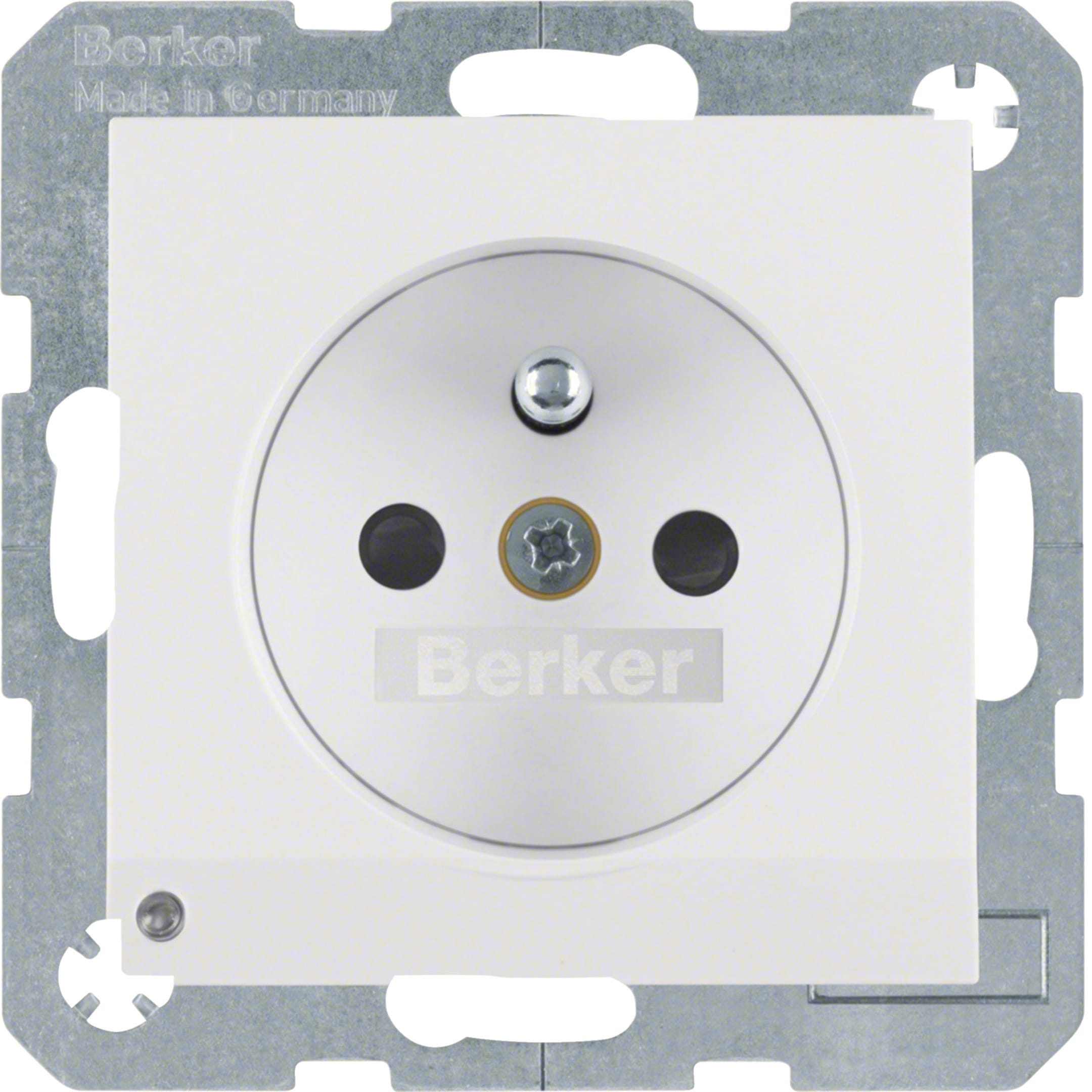 HAGER BOCCHIOTTI - Presa con spinotto x terra + LED orientamento Serie S.1/B.3/B.7 bianco pol. opac