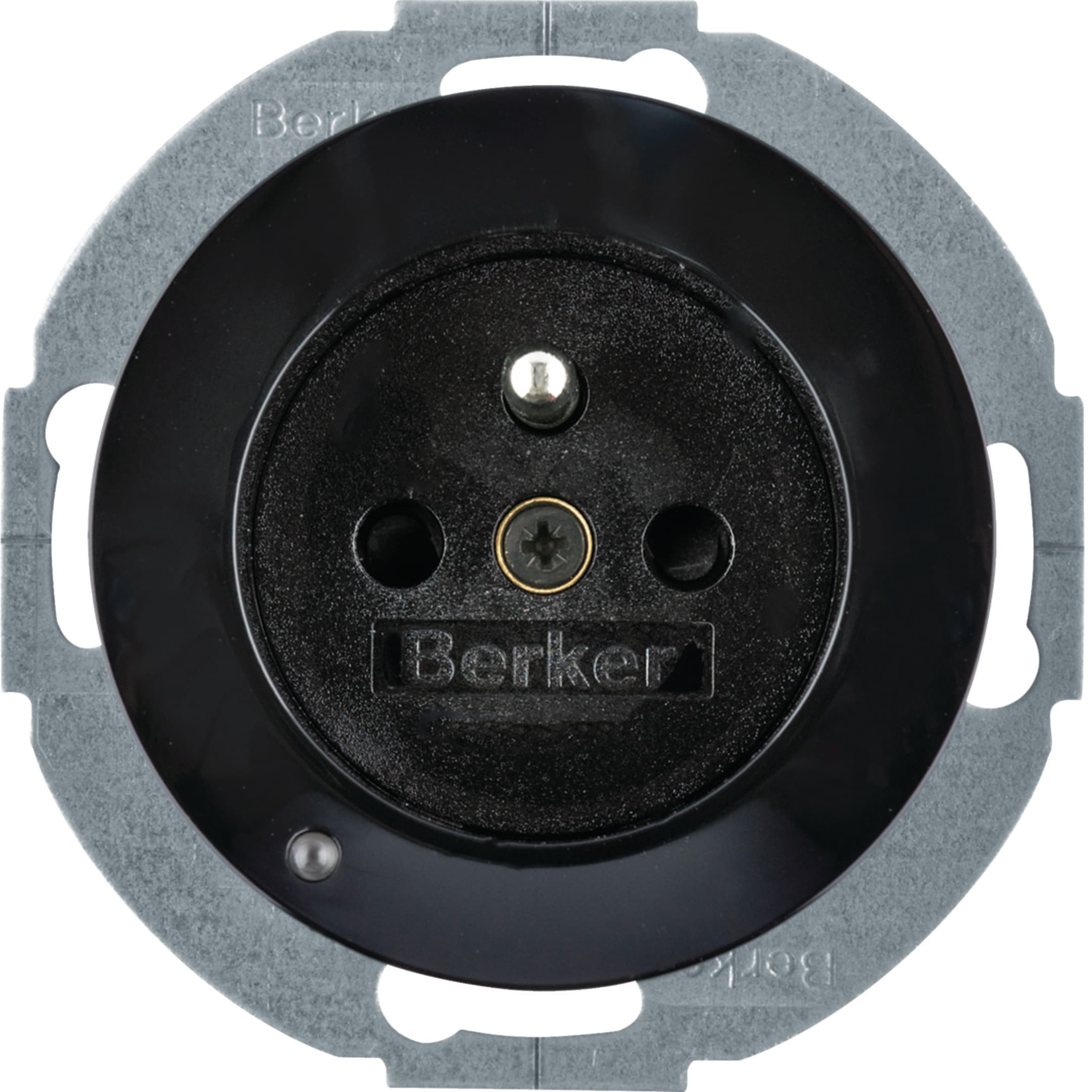 HAGER BOCCHIOTTI - Presa con spinotto x terra + LED orientamento Serie R.1/R.3 nero lucido