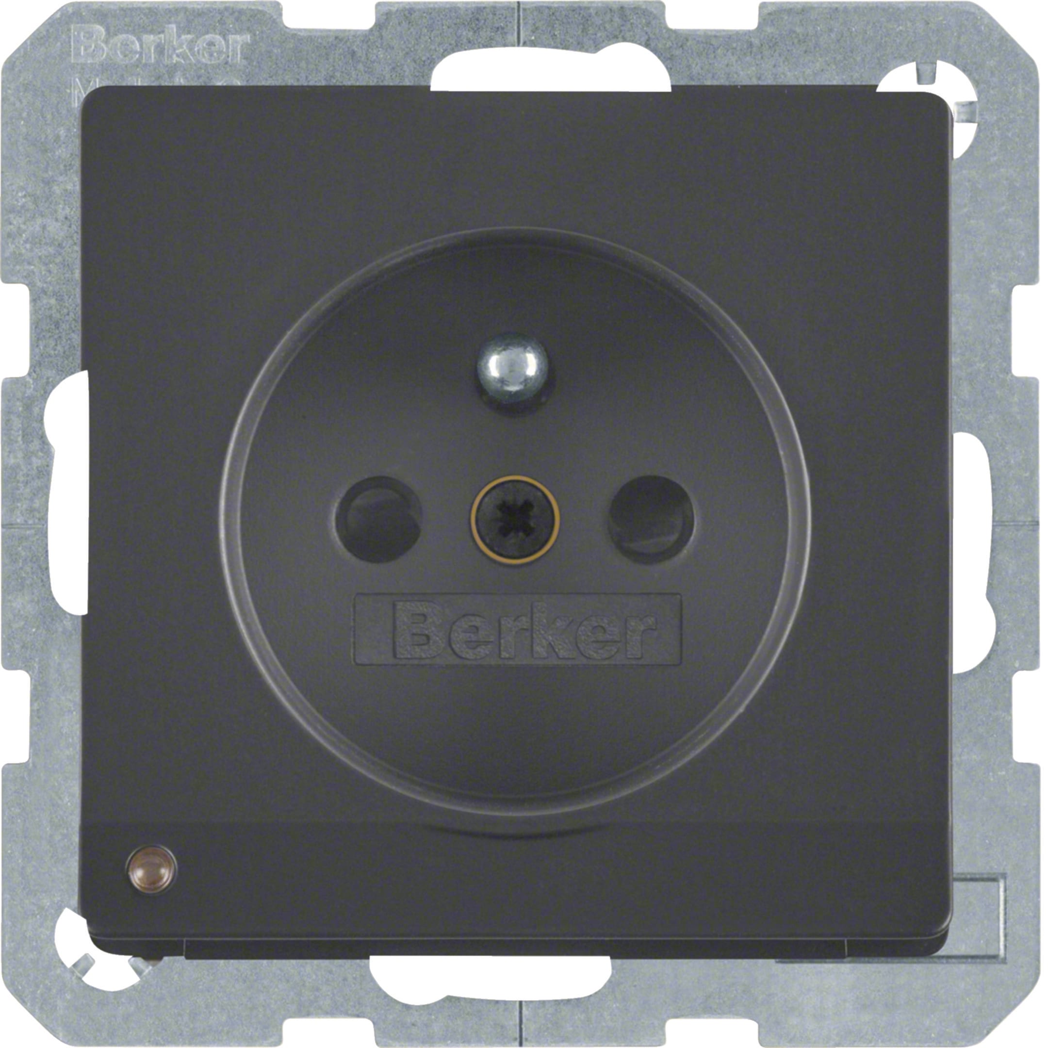 HAGER BOCCHIOTTI - Presa con spinotto x terra + LED orientamento Serie Q.1/Q.3 antrac.vellut, vern.