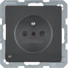 HAGER BOCCHIOTTI - Presa con spinotto x terra + LED orientamento Serie Q.1/Q.3 antrac.vellut, vern.