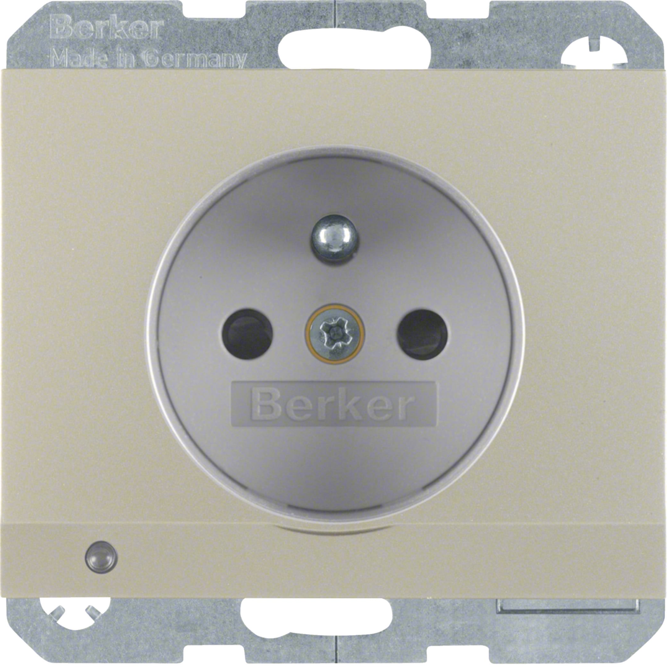 HAGER BOCCHIOTTI - Presa con spinotto x terra + LED orientamento Serie K.5 acciaio inox opac, vern.