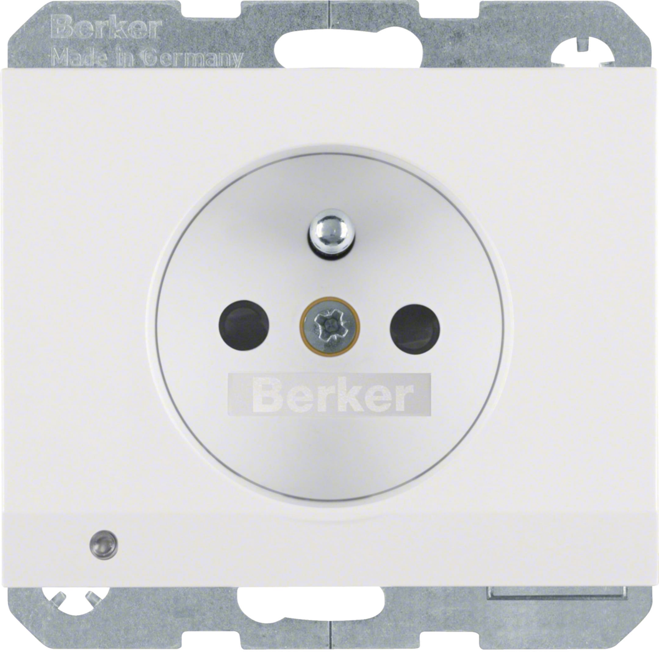 HAGER BOCCHIOTTI - Presa con spinotto x terra + LED orientamento Serie K.1 bianco pol. luc.
