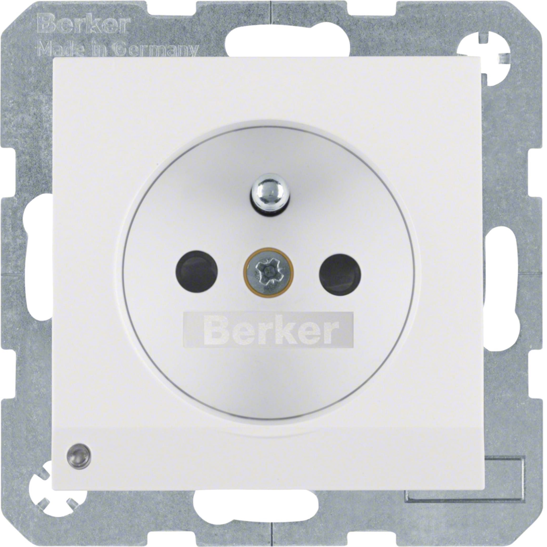 HAGER BOCCHIOTTI - Presa con spinotto x terra + LED orientamento Serie S.1/B.3/B.7 bianco pol. luc.