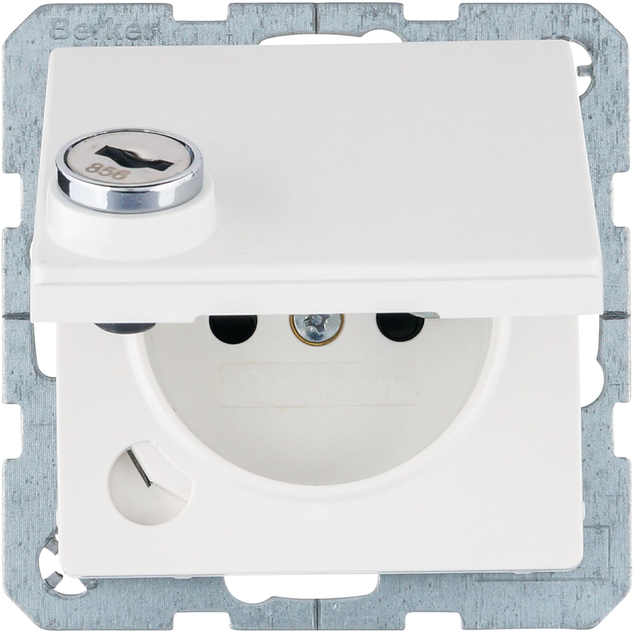 HAGER BOCCHIOTTI - Presa con spinotto terra e coperchio con chiave Q.1/Q.3 bianco pol. vellut