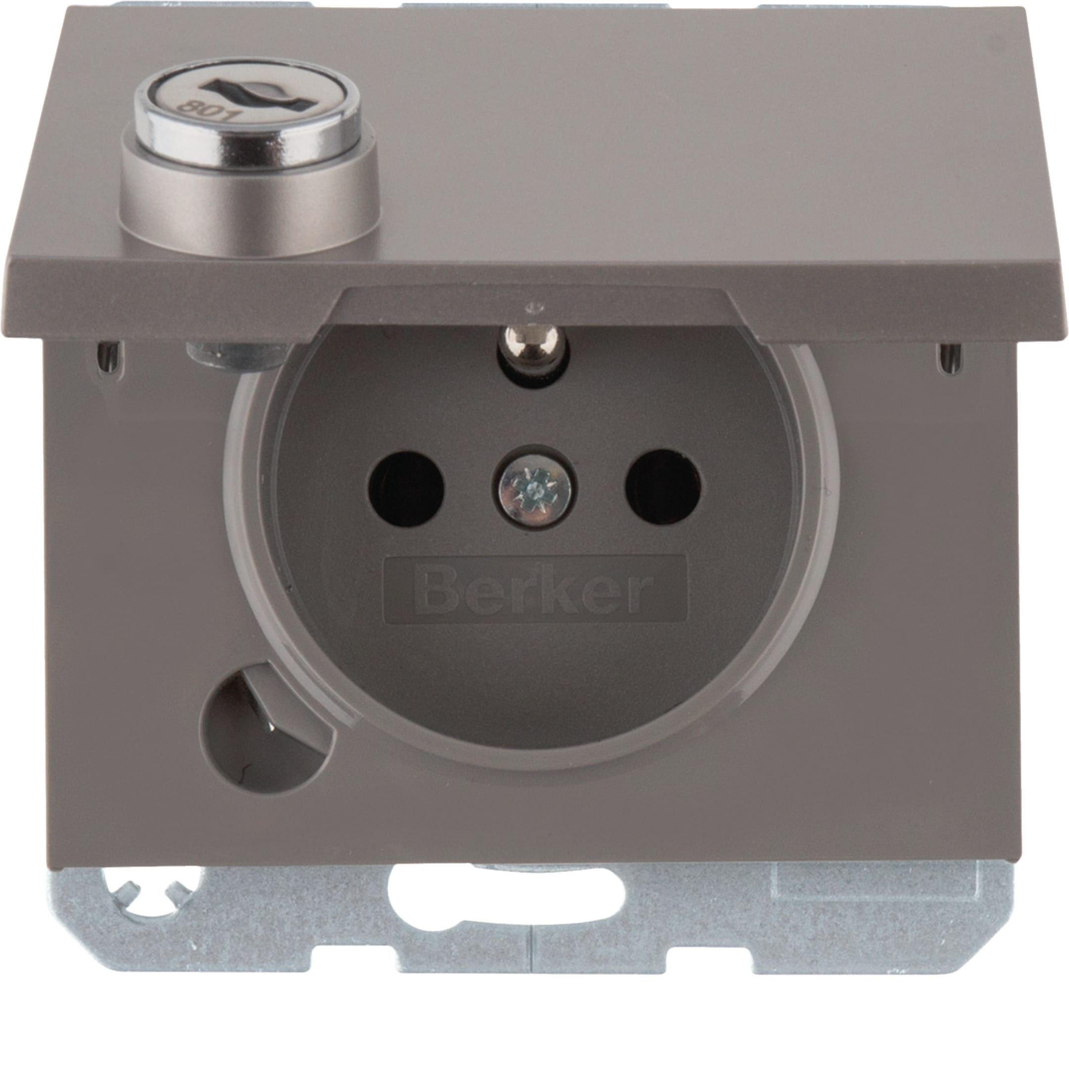 HAGER BOCCHIOTTI - Presa con spinotto terra e coperchio con chiave K.1 acciaio inox laccato