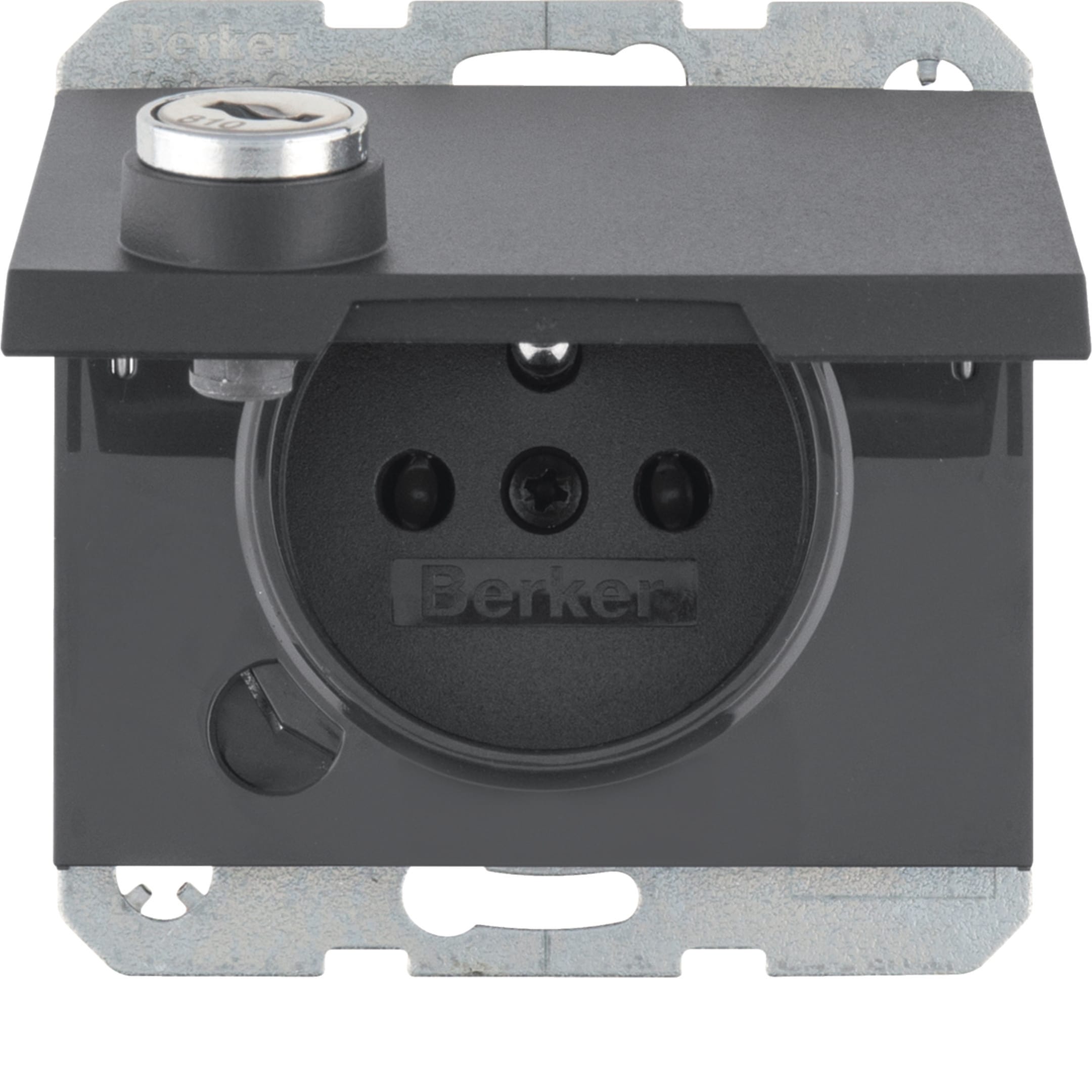 HAGER BOCCHIOTTI - Presa con spinotto terra e coperchio con chiave K.1 antrac.opac