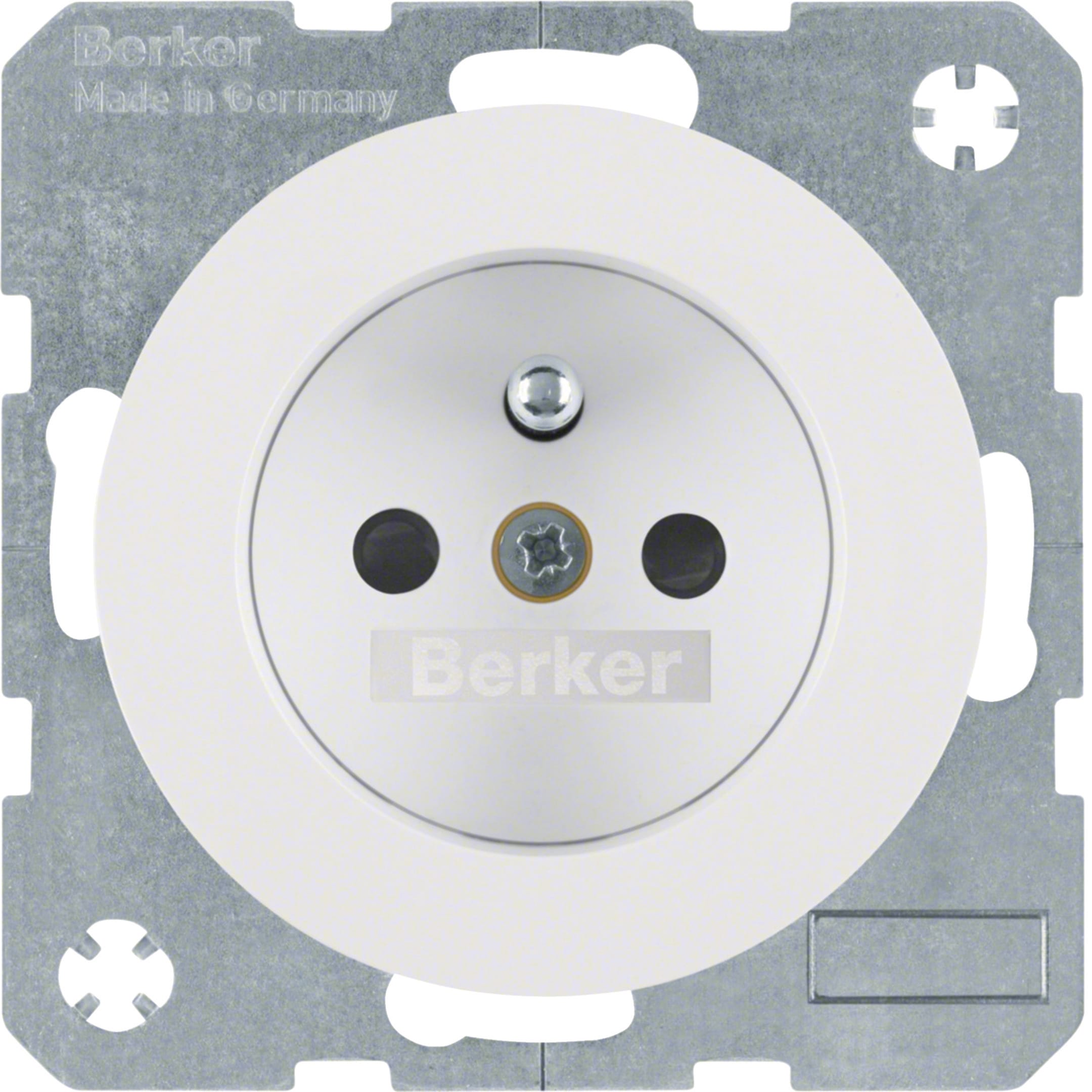 HAGER BOCCHIOTTI - Presa con spinotto di messa a terra Berker R.1/R.3 bianco polare lucido