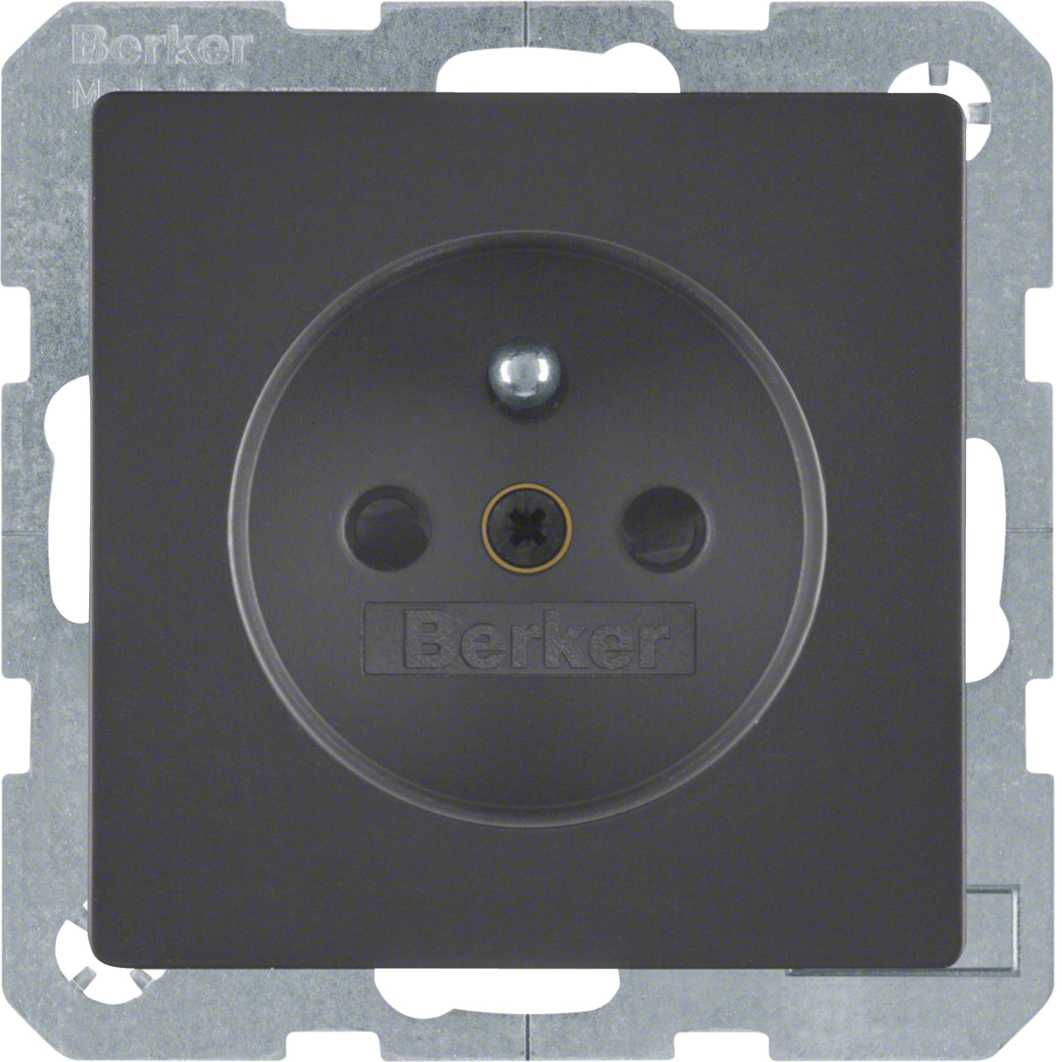 HAGER BOCCHIOTTI - Presa con spinotto di messa a terra Berker Q.1/Q.3 antracite velluto, vernic.