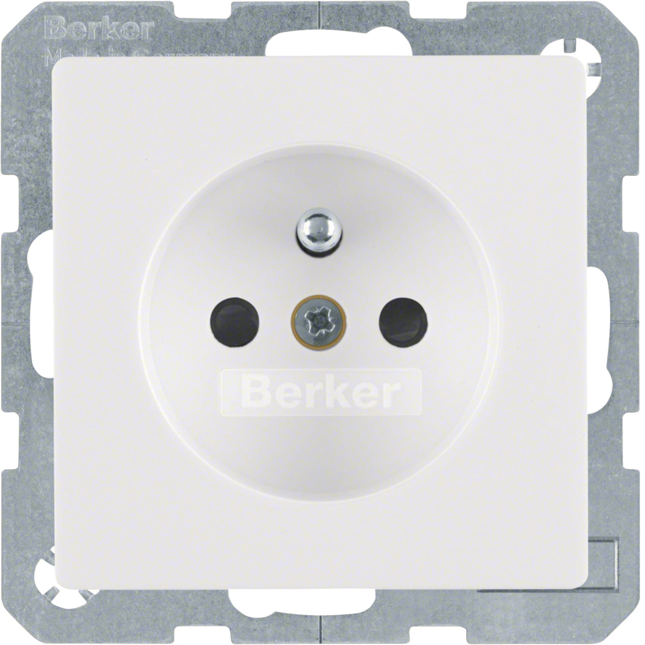 HAGER BOCCHIOTTI - Presa con spinotto di messa a terra Berker Q.1/Q.3 bianco polare velluto