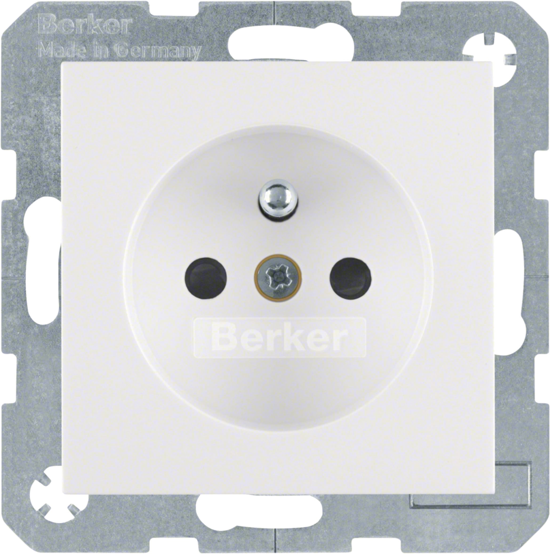HAGER BOCCHIOTTI - Presa con spinotto di messa a terra Berker S.1/B.3/B.7 bianco polare lucido