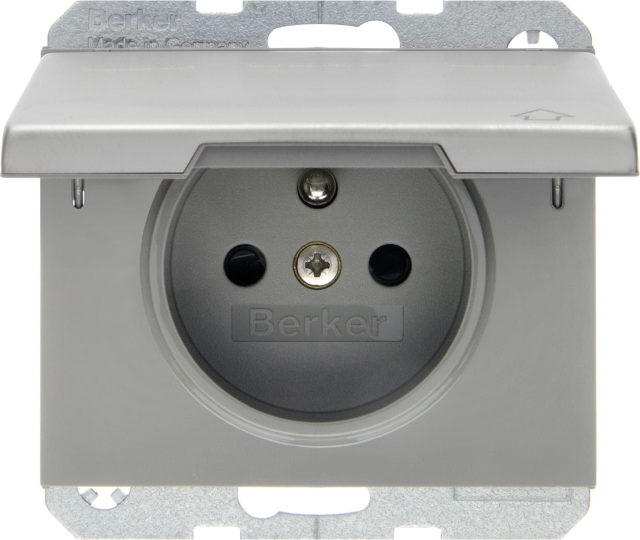 HAGER BOCCHIOTTI - Presa con spinotto di terra e coperchio Serie K.5 acciaio inox, metallo opaco