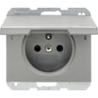 HAGER BOCCHIOTTI - Presa con spinotto di terra e coperchio Serie K.5 acciaio inox, metallo opaco