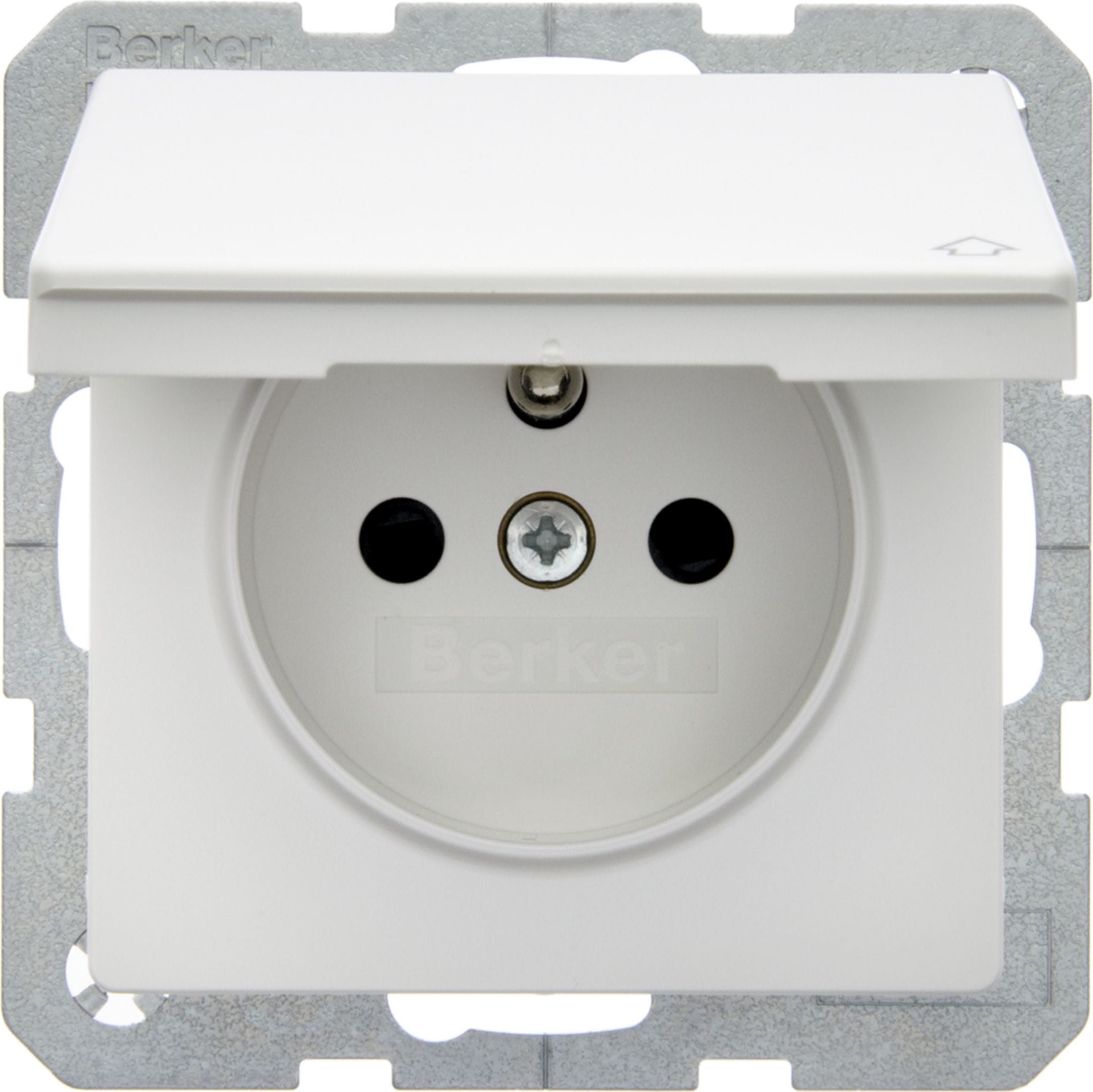 HAGER BOCCHIOTTI - Presa con spinotto di terra e coperchio Serie Q.1/Q.3 bianco polare vellut