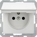 HAGER BOCCHIOTTI - Presa con spinotto di terra e coperchio Serie Q.1/Q.3 bianco polare vellut