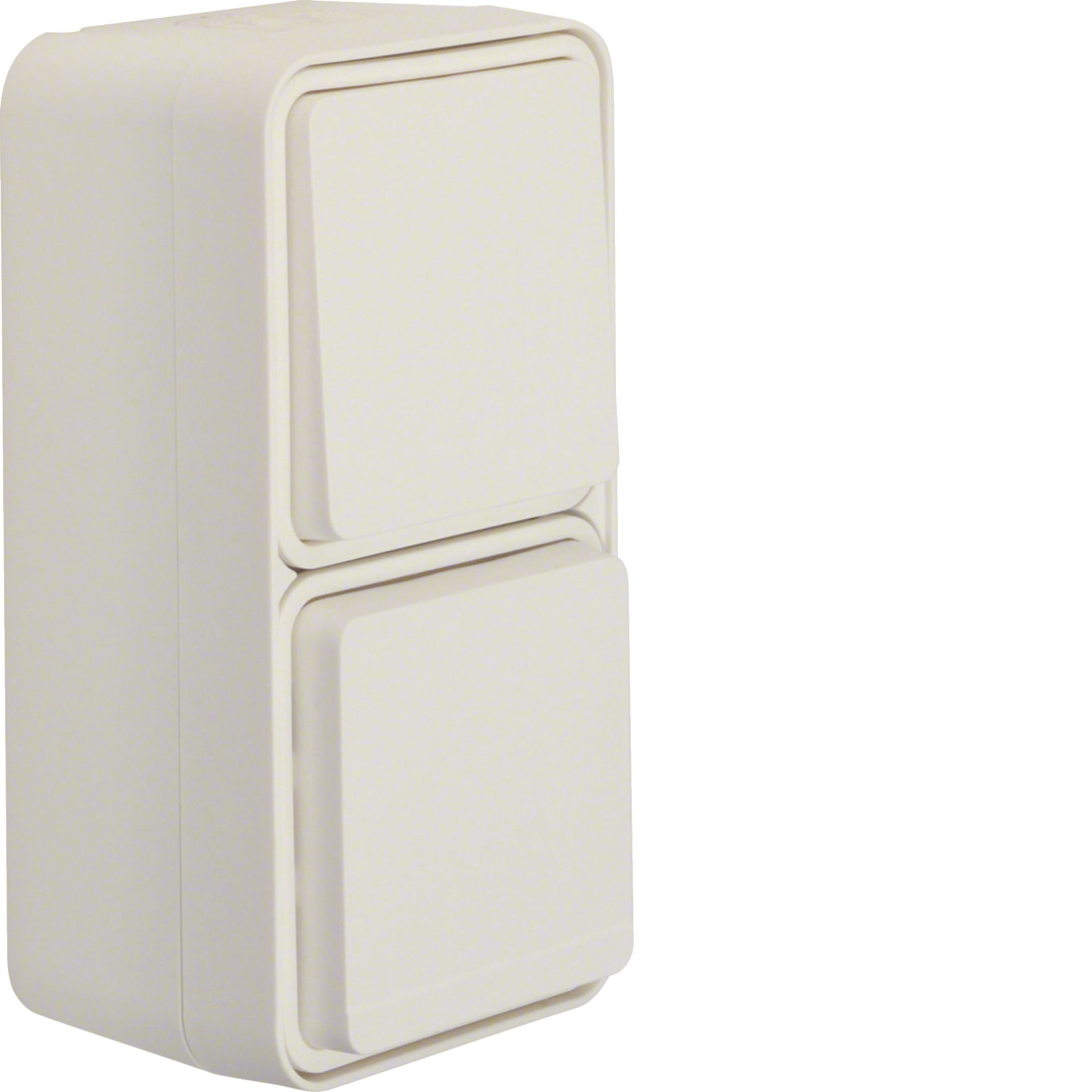 HAGER BOCCHIOTTI - Combinazione deviatore/presa SCHUKO con coperchio a parete W.1 Bianco pol.