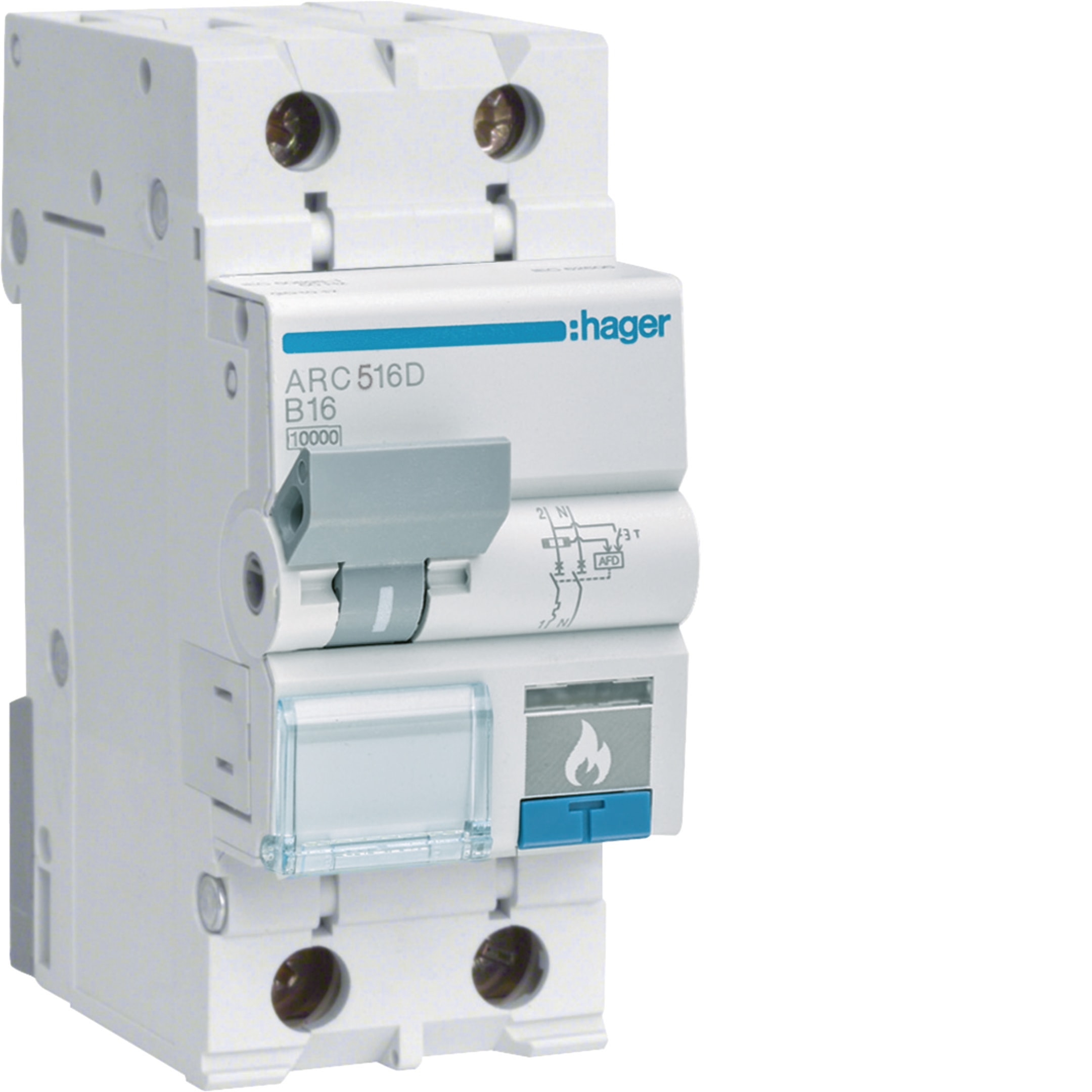 HAGER BOCCHIOTTI - AFDD arc fault detection device 10000A 1P+N curva C 16A 2M