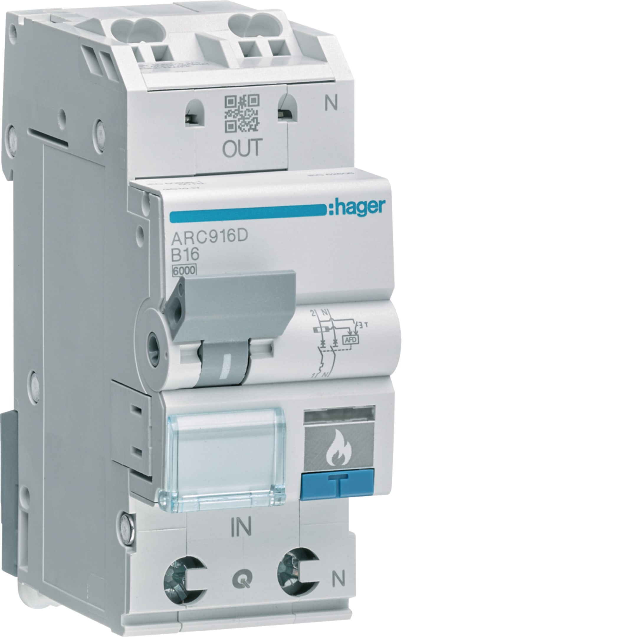 HAGER BOCCHIOTTI - AFDD arc fault detection device 6000A 1P+N curva B 6A 2M