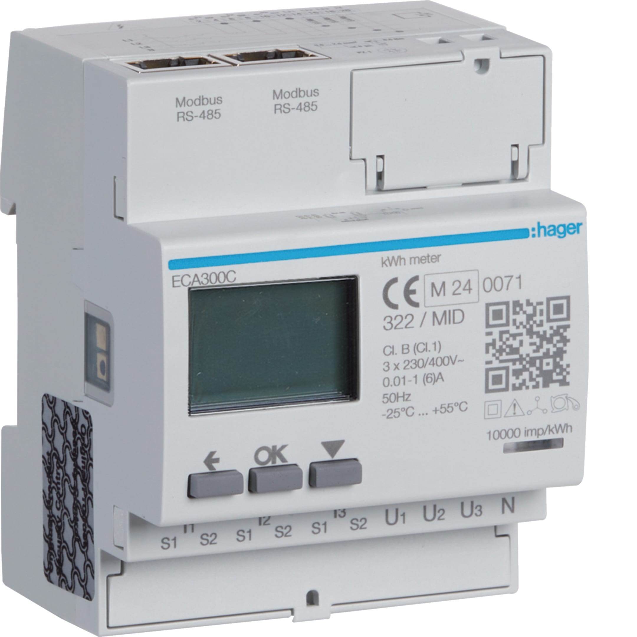 HAGER BOCCHIOTTI - Contatore trifase su TA 1-5 A Modbus Agardio MID 4M