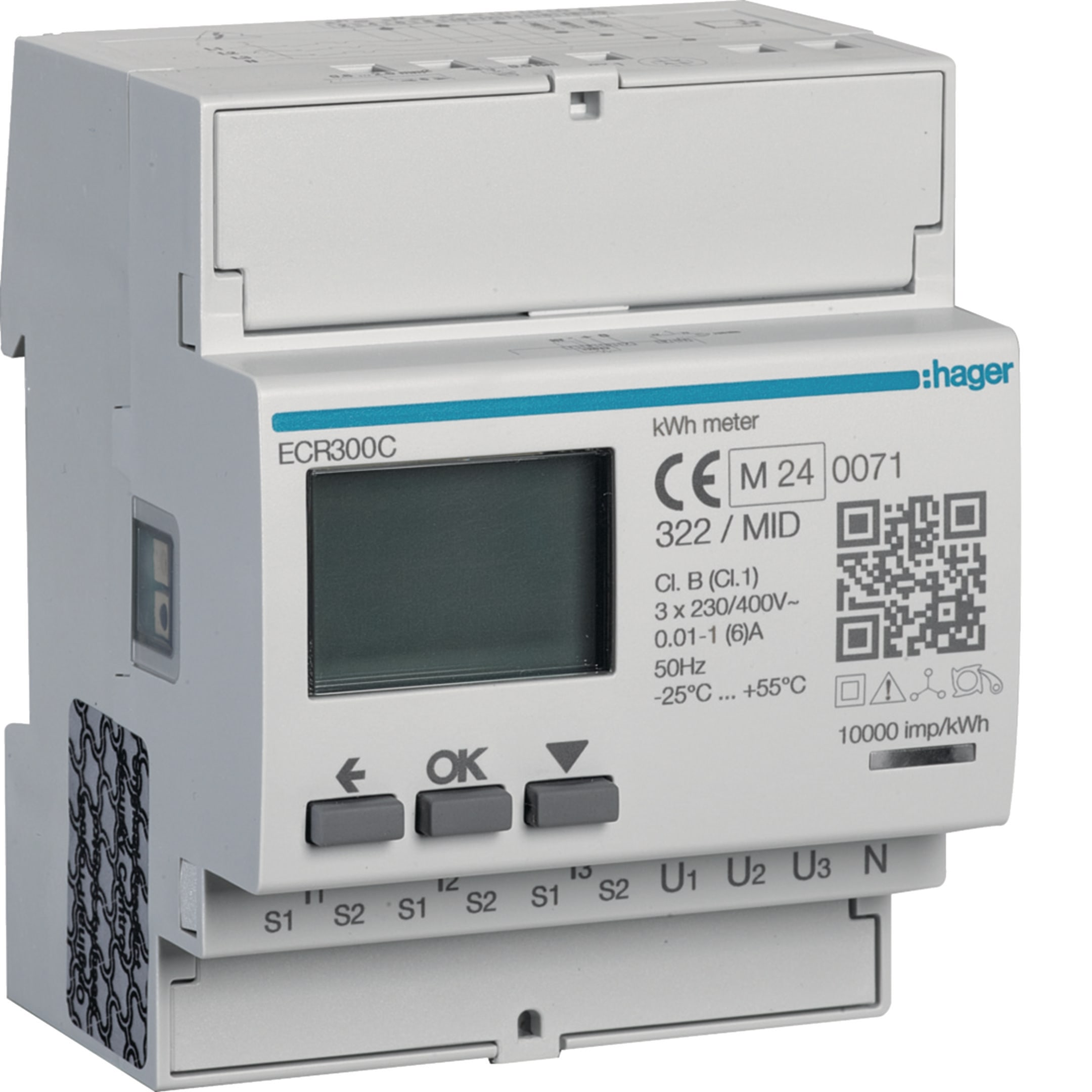 HAGER BOCCHIOTTI - Contatore trifase TA 1-5 A Modbus RTU MID 4M