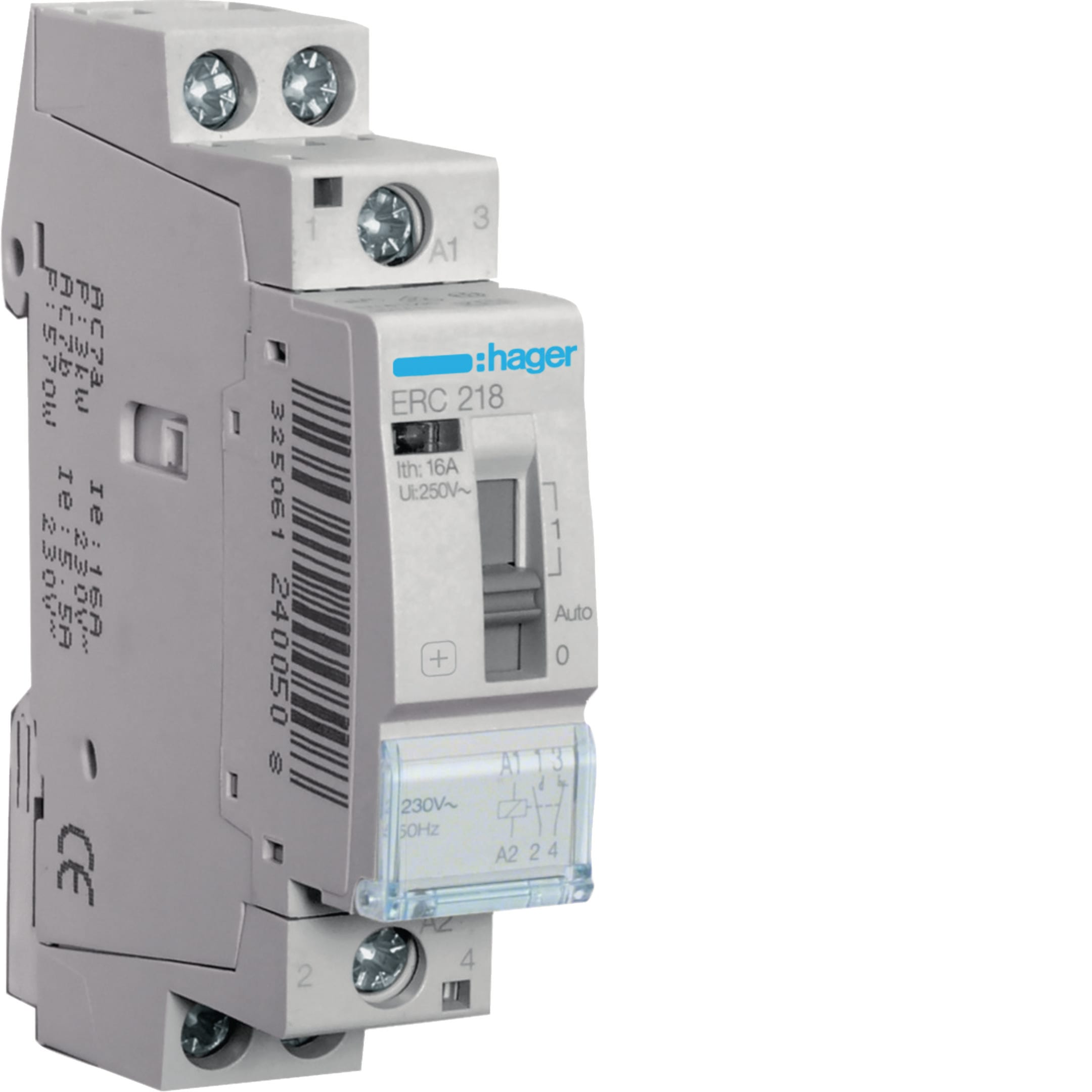 HAGER BOCCHIOTTI - Relè a comando manuale eco 1 NA + 1 NC 230 V AC 16 A 1 modulo DIN