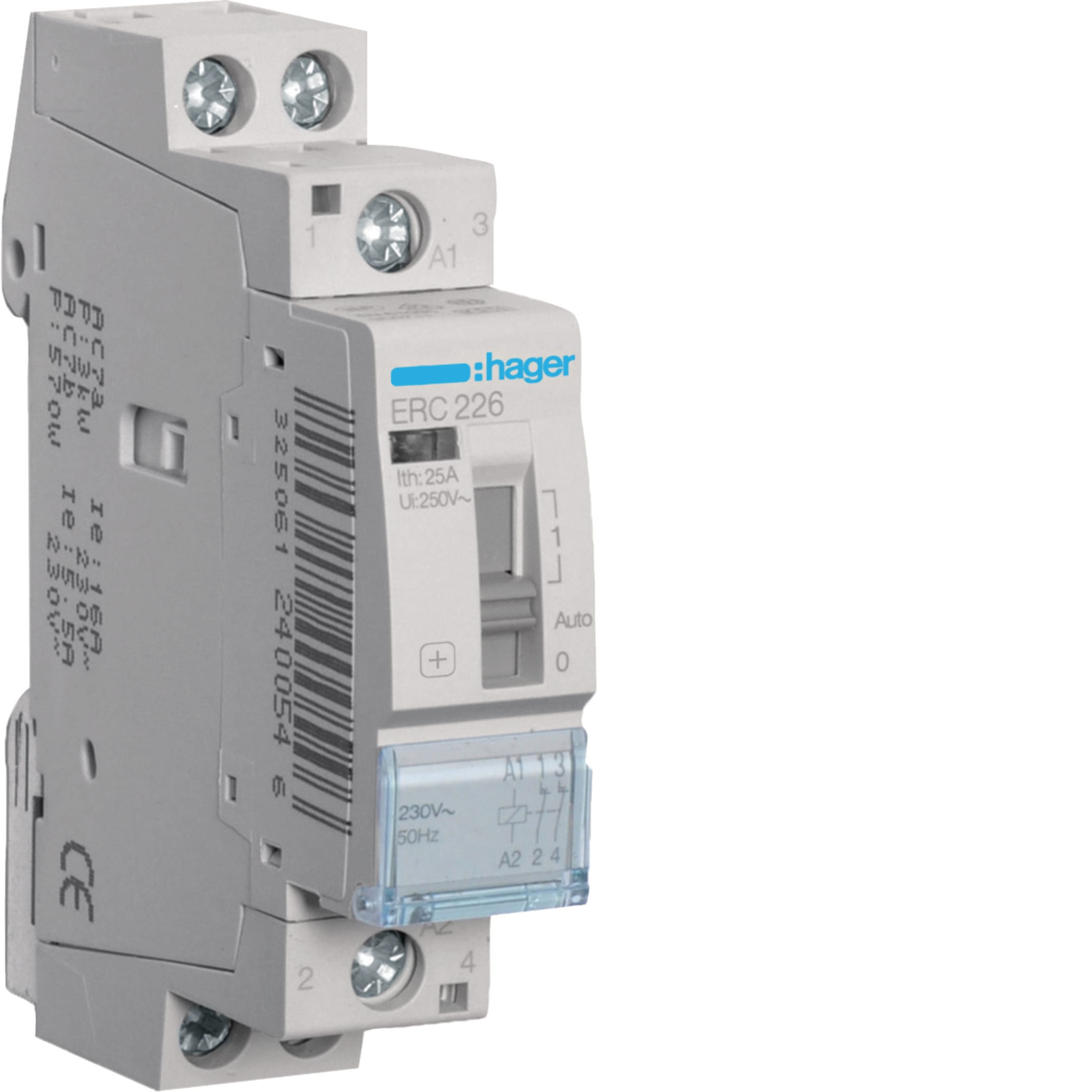 HAGER BOCCHIOTTI - Contattore a comando manuale 25 A 230 V AC 2 NC 1 modulo DIN