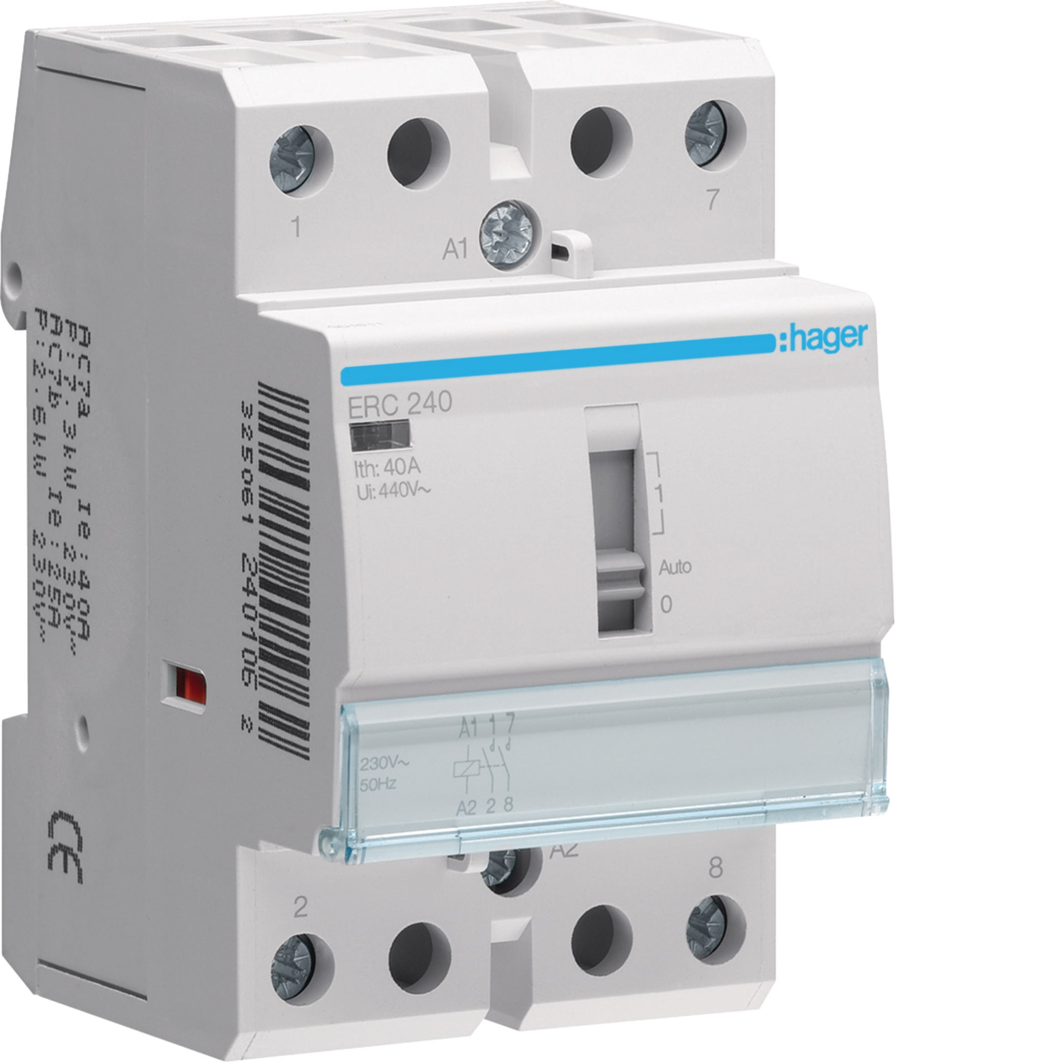 HAGER BOCCHIOTTI - Relè di comando 40 A 230 V AC 2 NA 3 moduli DIN