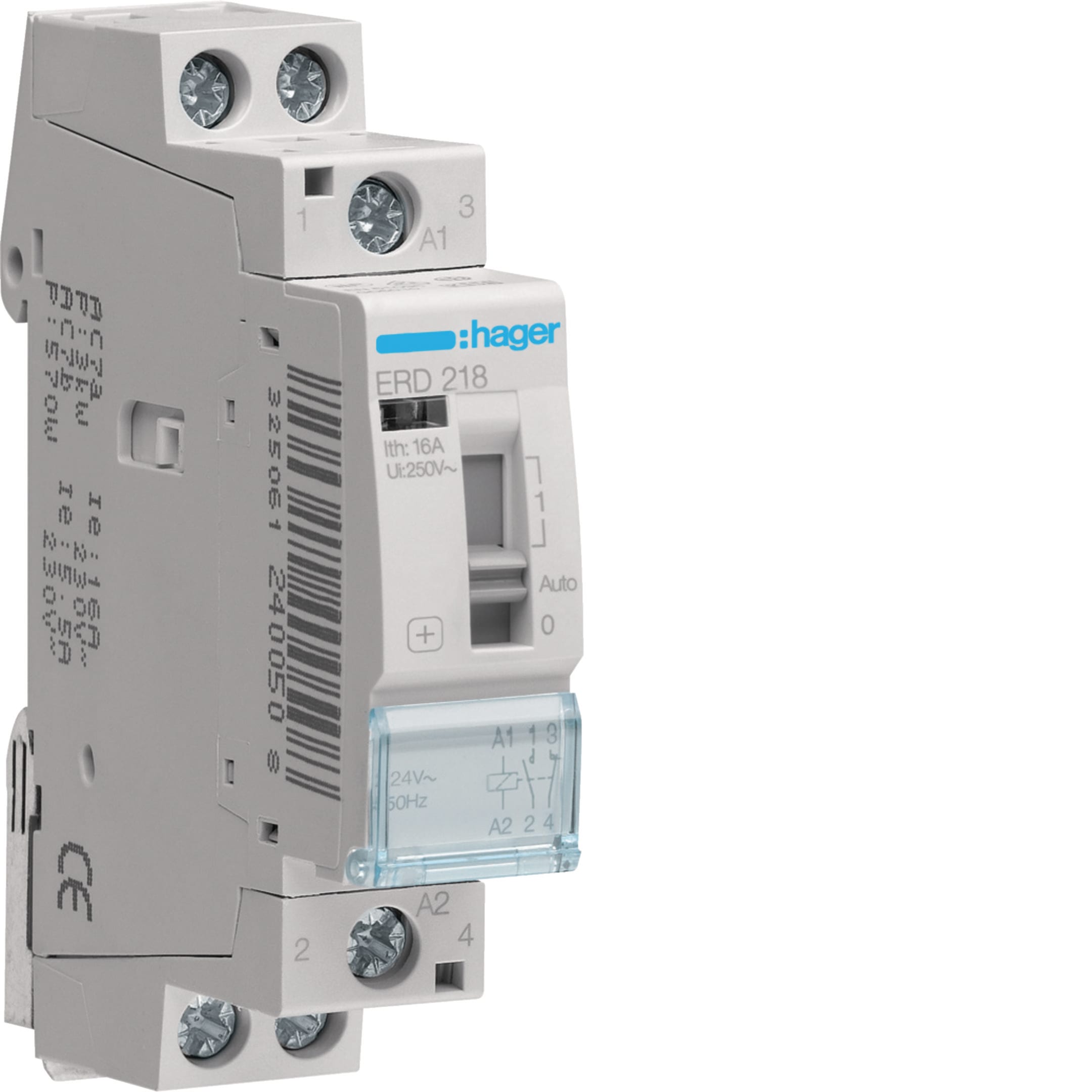 HAGER BOCCHIOTTI - Relè di comando 16 A 24 V AC 1 NA+1 NC 1 modulo DIN