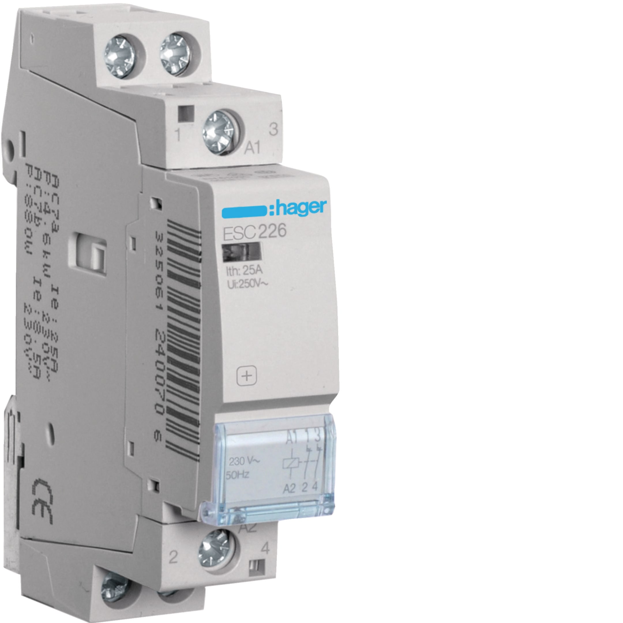 HAGER BOCCHIOTTI - Contattore eco 2 NC 230 V AC 25 A 1 modulo DIN