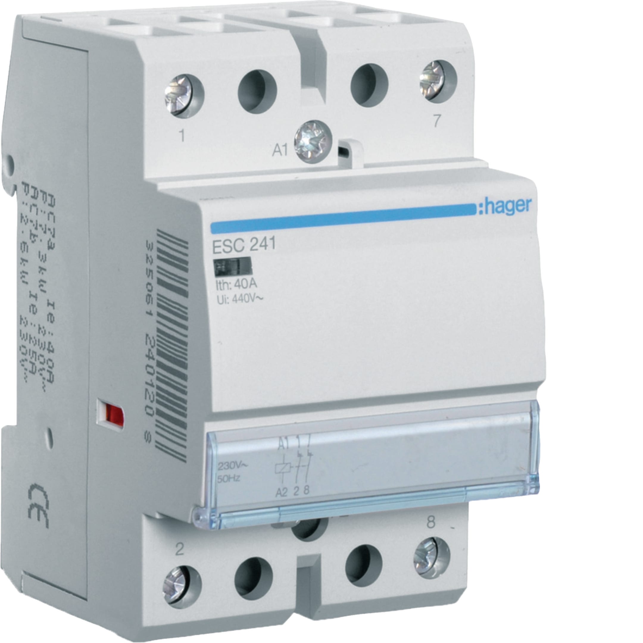 HAGER BOCCHIOTTI - Contattore standard 40 A 230 V AC 2 NC 3 moduli DIN