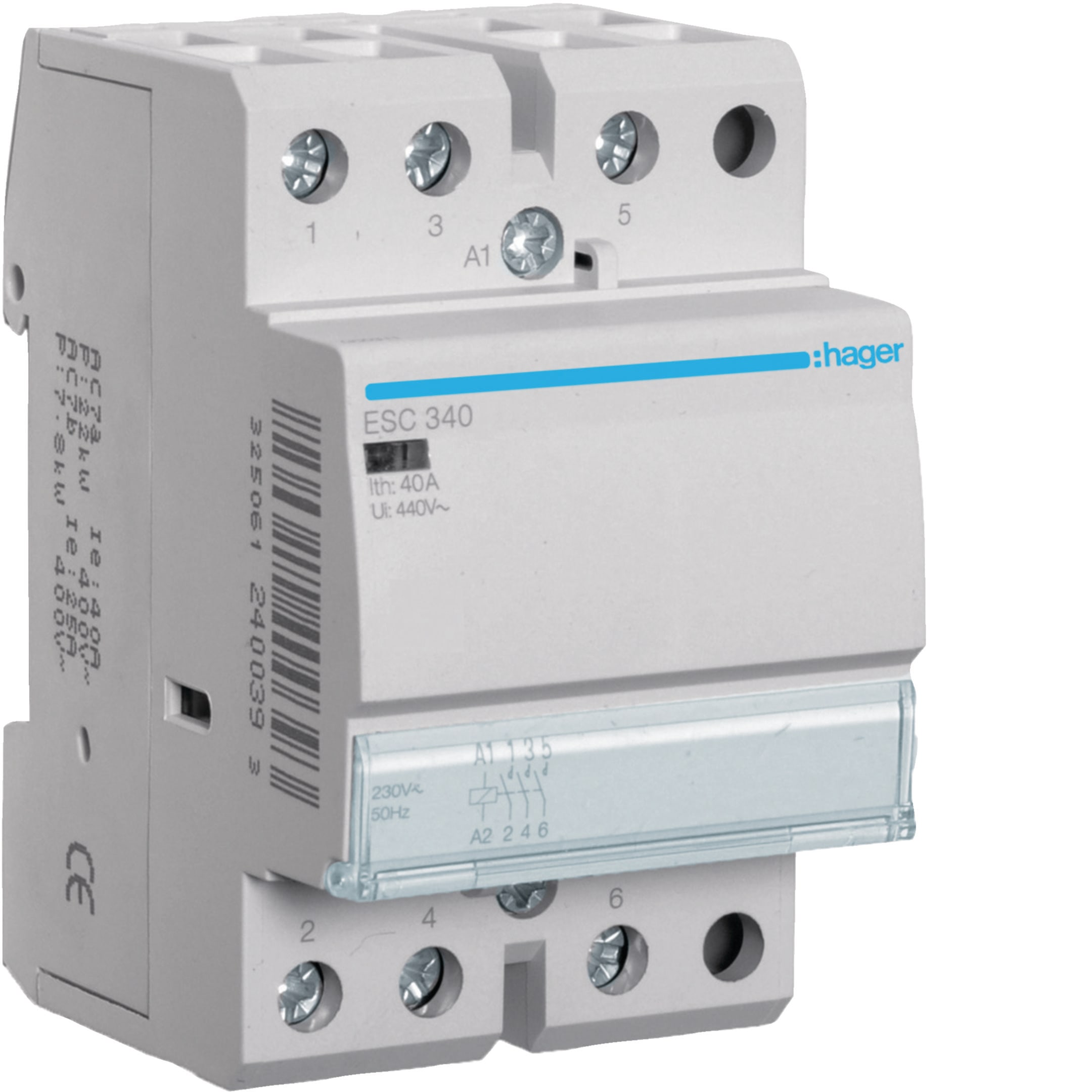 HAGER BOCCHIOTTI - Contattore standard 3 NA 230 V AC 40 A 3 moduli DIN