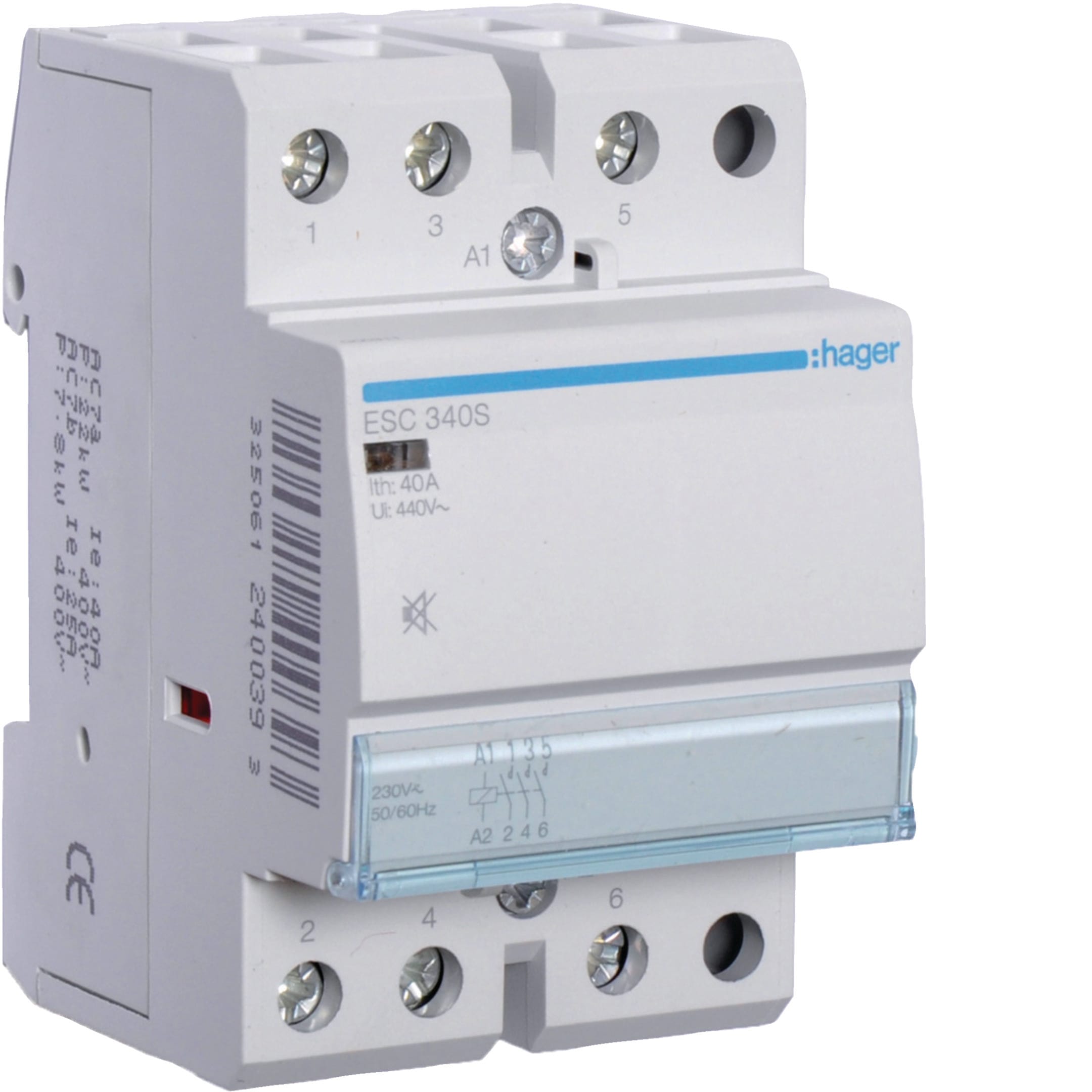 HAGER BOCCHIOTTI - Contattore silenzioso 40 A 230 V AC 3 NA 3 moduli DIN