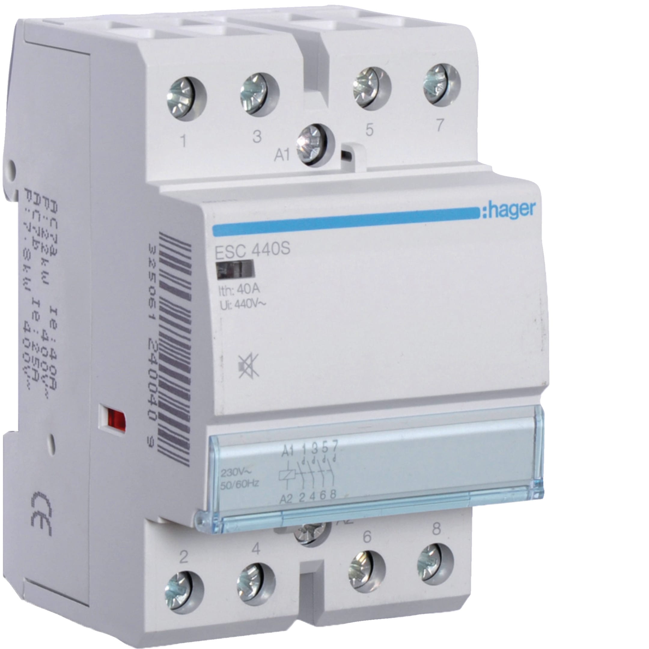HAGER BOCCHIOTTI - Contattore silenzioso 40 A 230 V AC 4NA 3 moduli DIN