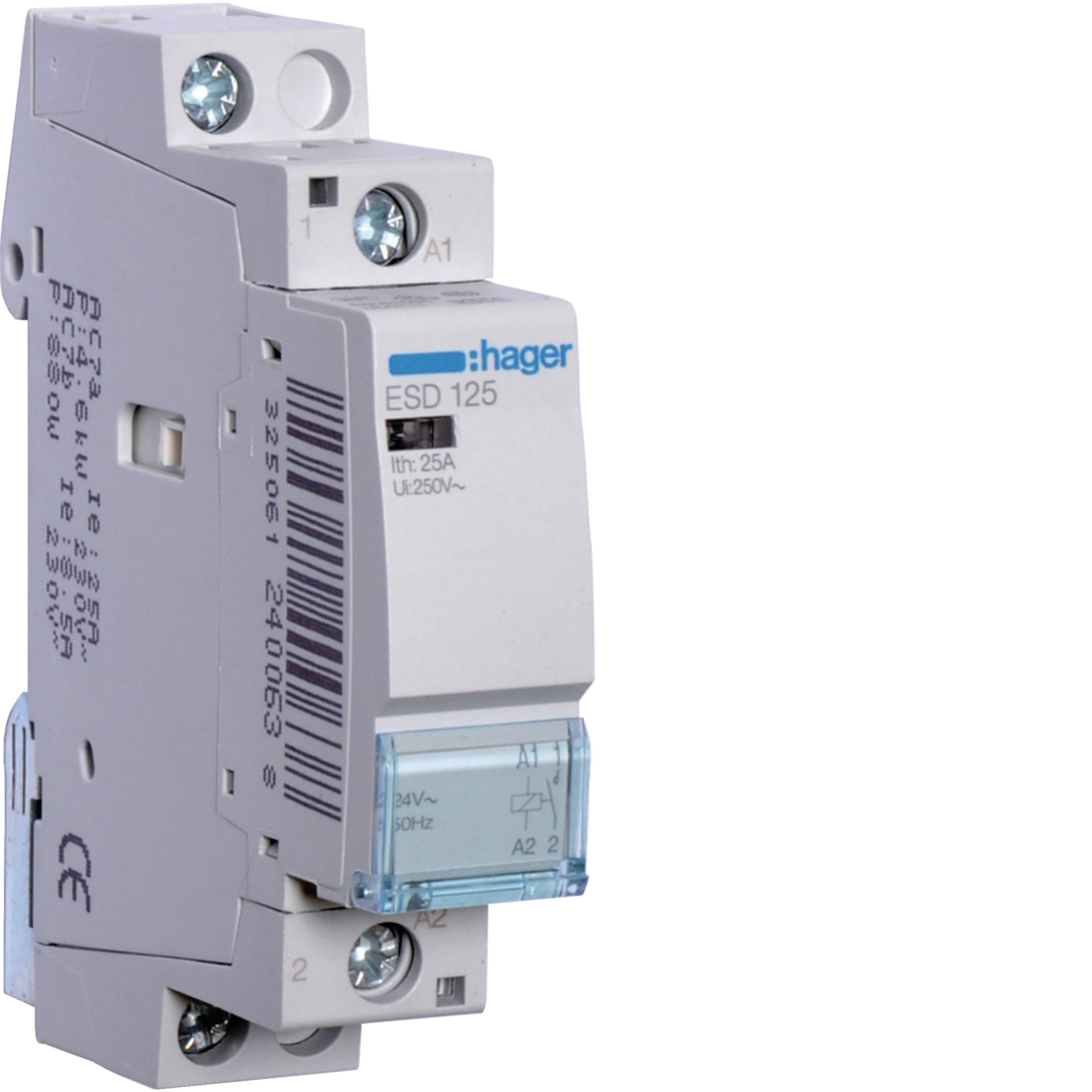 HAGER BOCCHIOTTI - Contattore eco 25 A 24 V AC 1 NA 1 modulo DIN