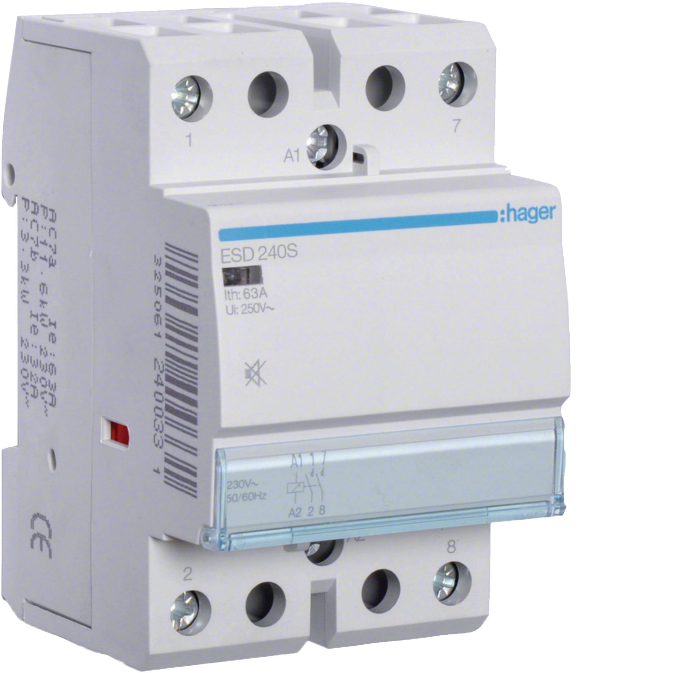 HAGER BOCCHIOTTI - Contattore silenzioso 40 A 24 VAC / VDC 2 NA 3 moduli DIN